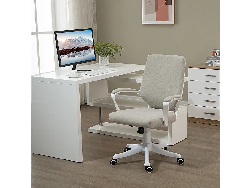 Sedia da ufficio con altezza regolabile e funzione dondolo beige