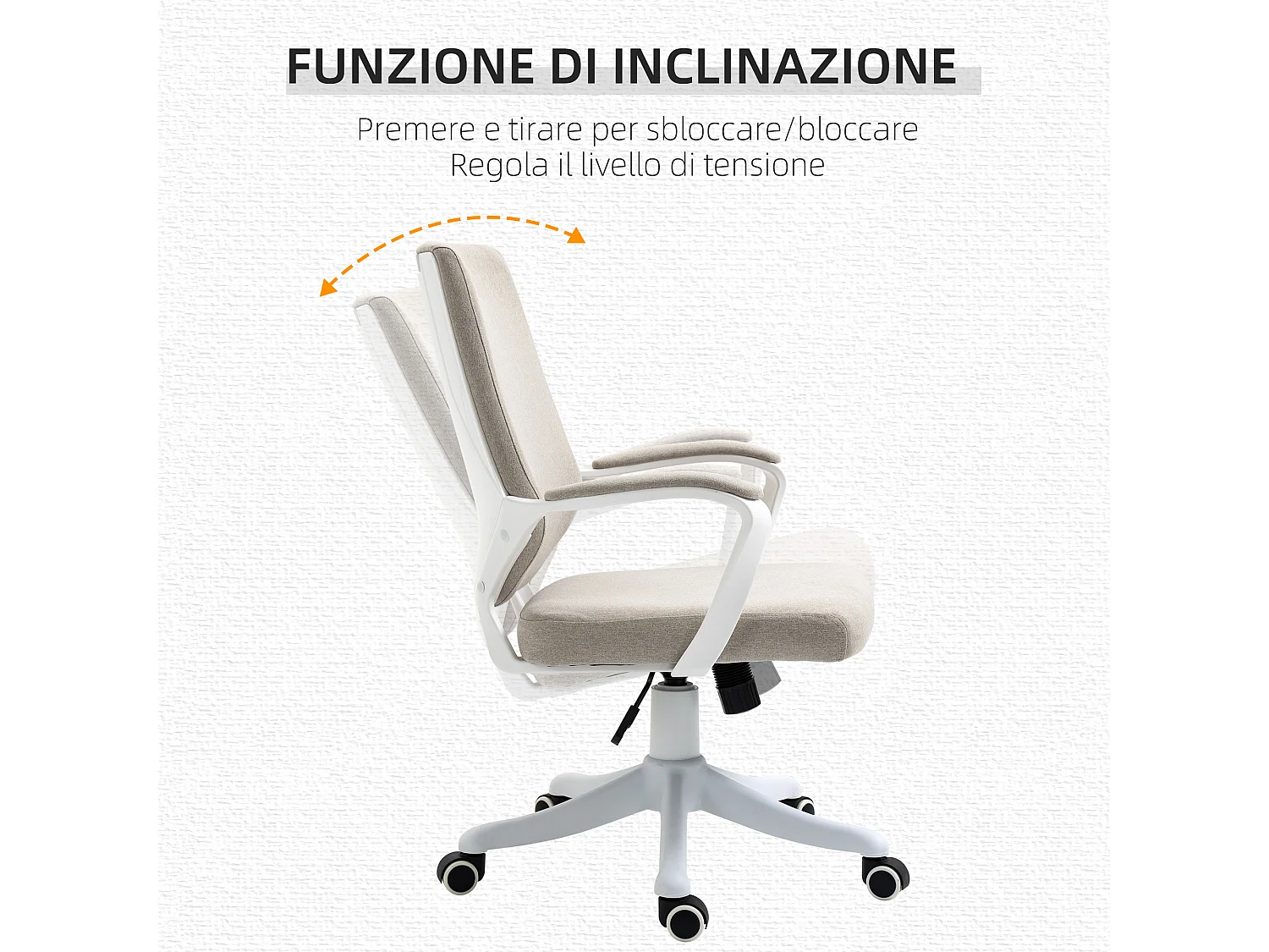 Sedia da ufficio con altezza regolabile e funzione dondolo beige