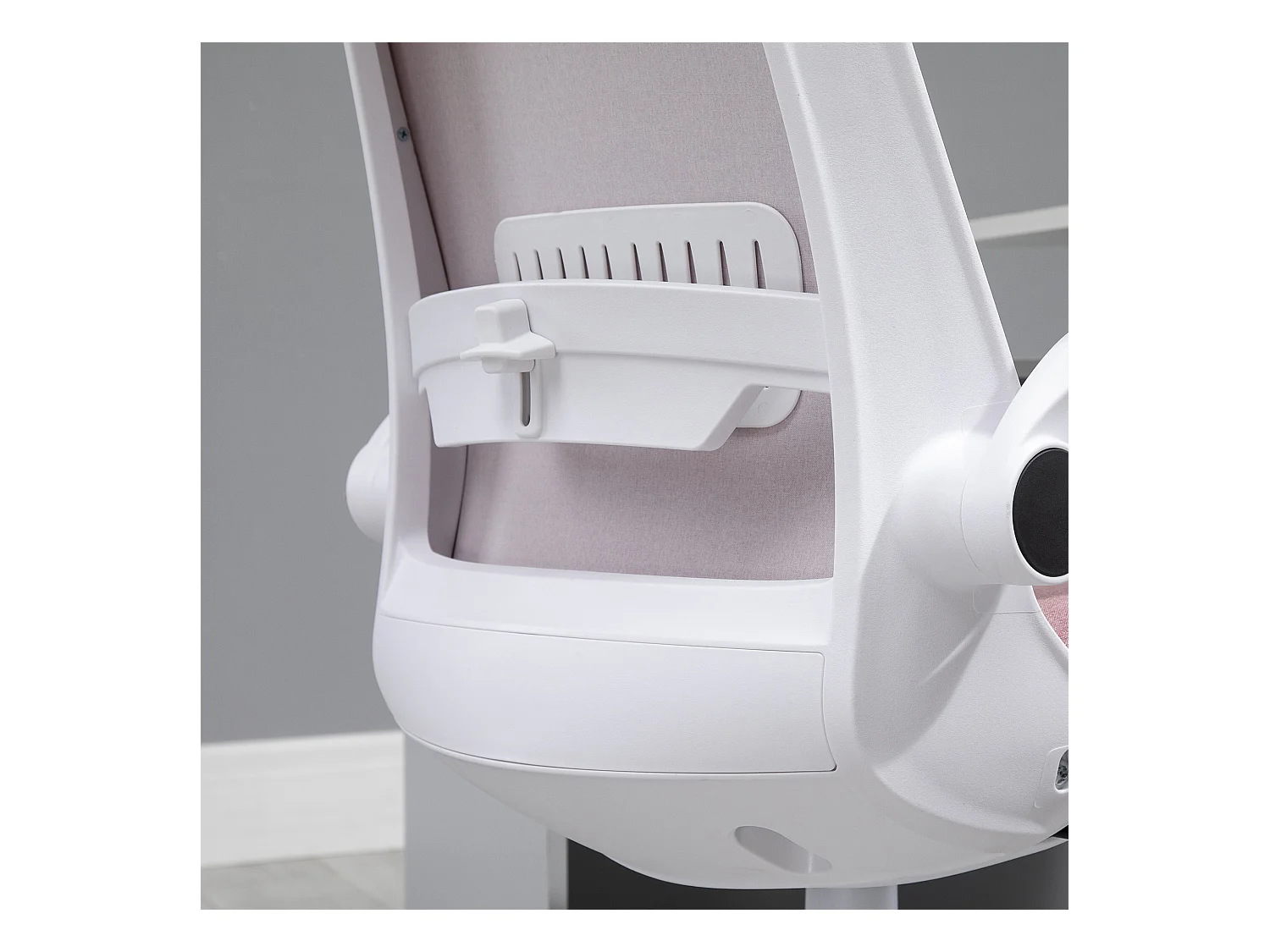 Sedia da ufficio ergonomica ad altezza regolabile bianca e rosa