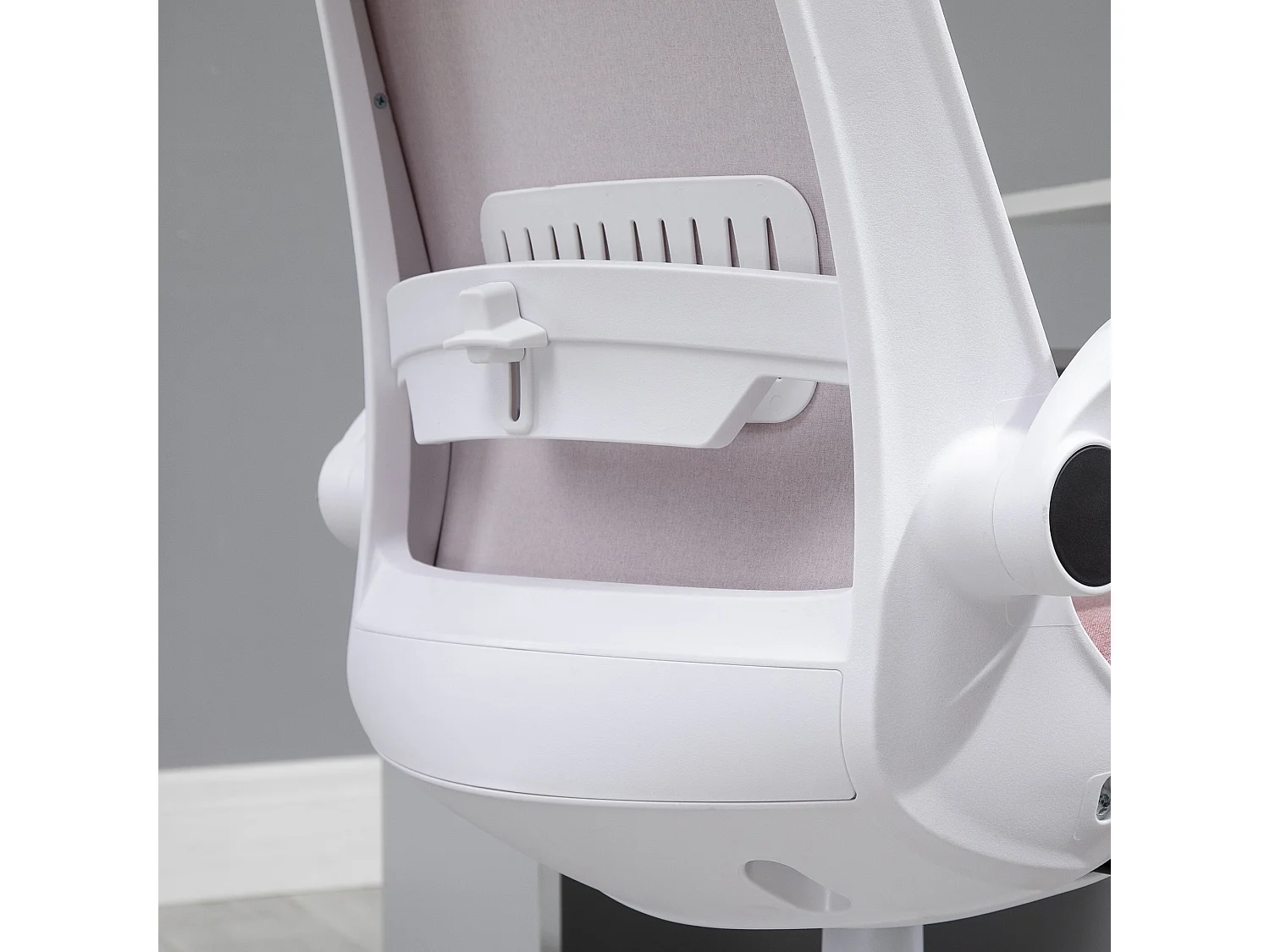 Sedia da ufficio ergonomica ad altezza regolabile bianca e rosa