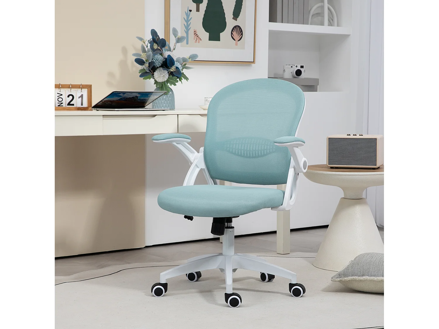 Sedia da ufficio ergonomica con altezza regolabile azzurro