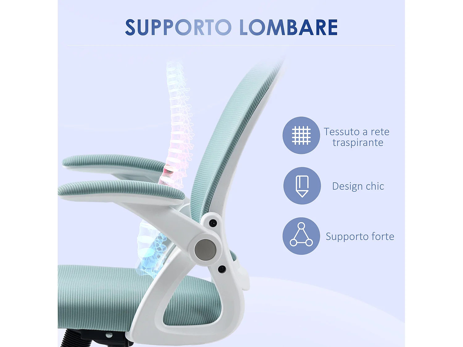 Sedia da ufficio ergonomica con altezza regolabile azzurro