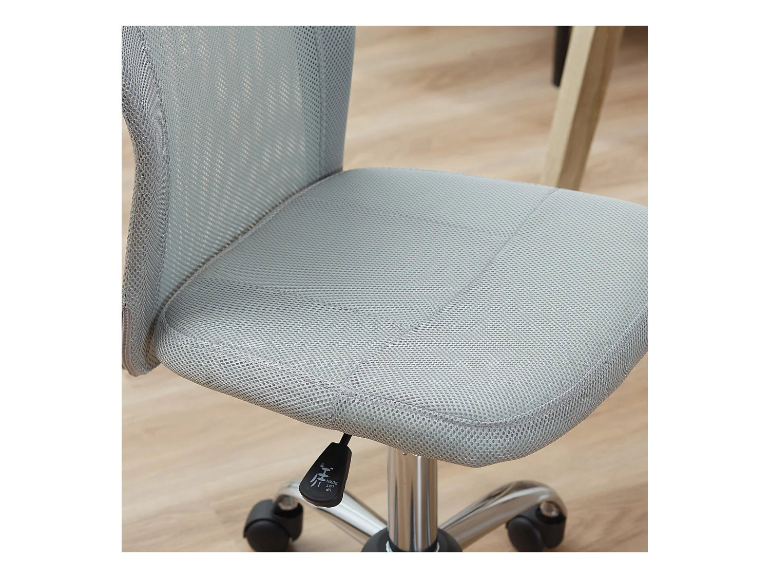 Sedia da ufficio senza braccioli ergonomica in tessuto a rete grigio