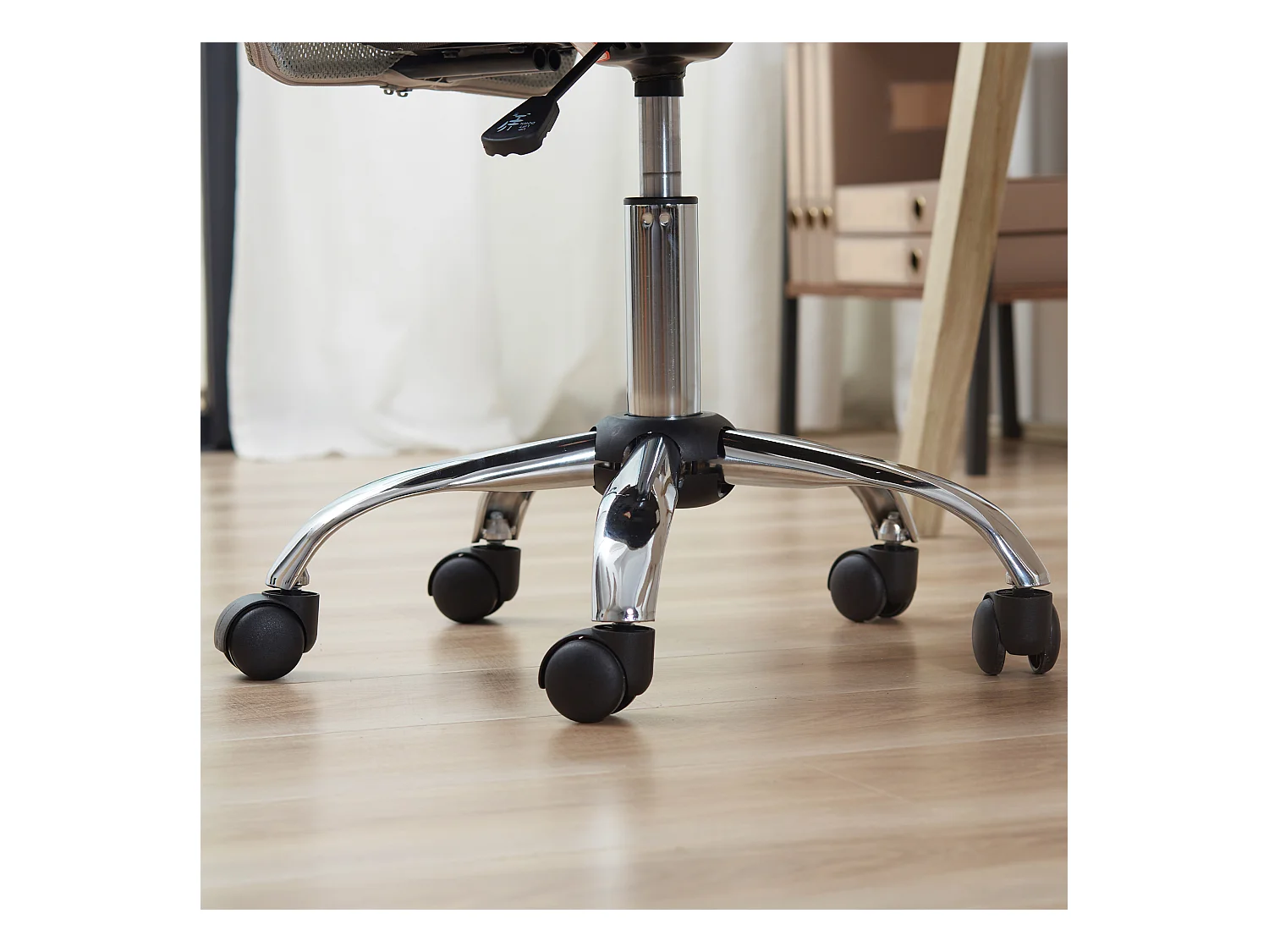 Sedia da ufficio senza braccioli ergonomica in tessuto a rete grigio