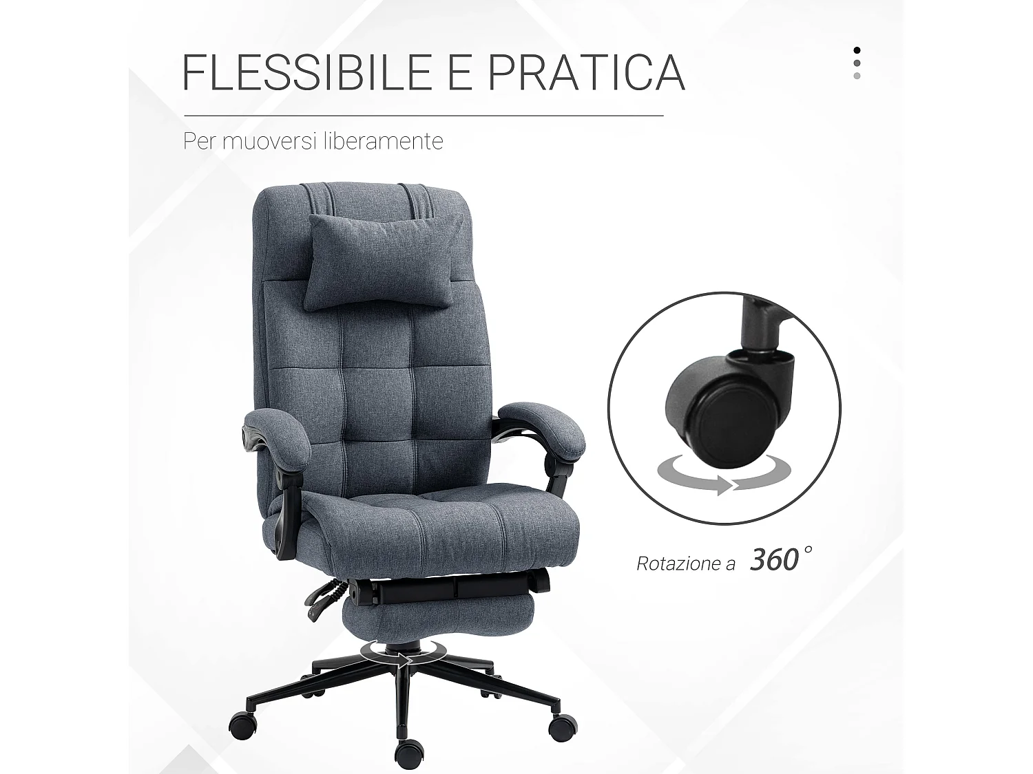 Sedia ufficio ergonomica reclinabile poggiatesta poggiapiedi