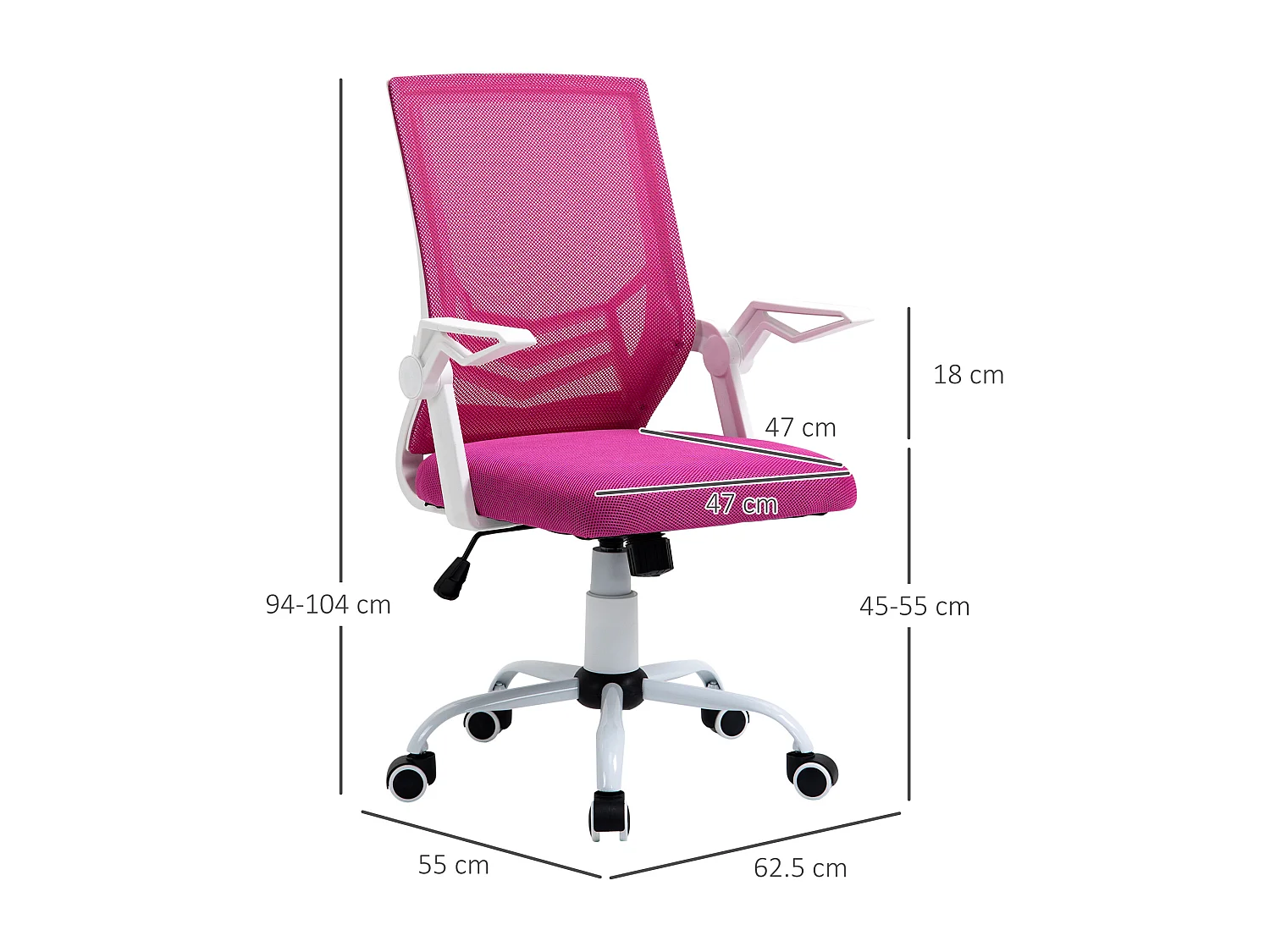 Sedia da ufficio ergonomica supporto lombare in tessuto rosa