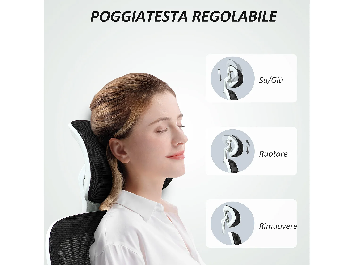 Sedia da ufficio ergonomica con poggiatesta e altezza regolabili nero