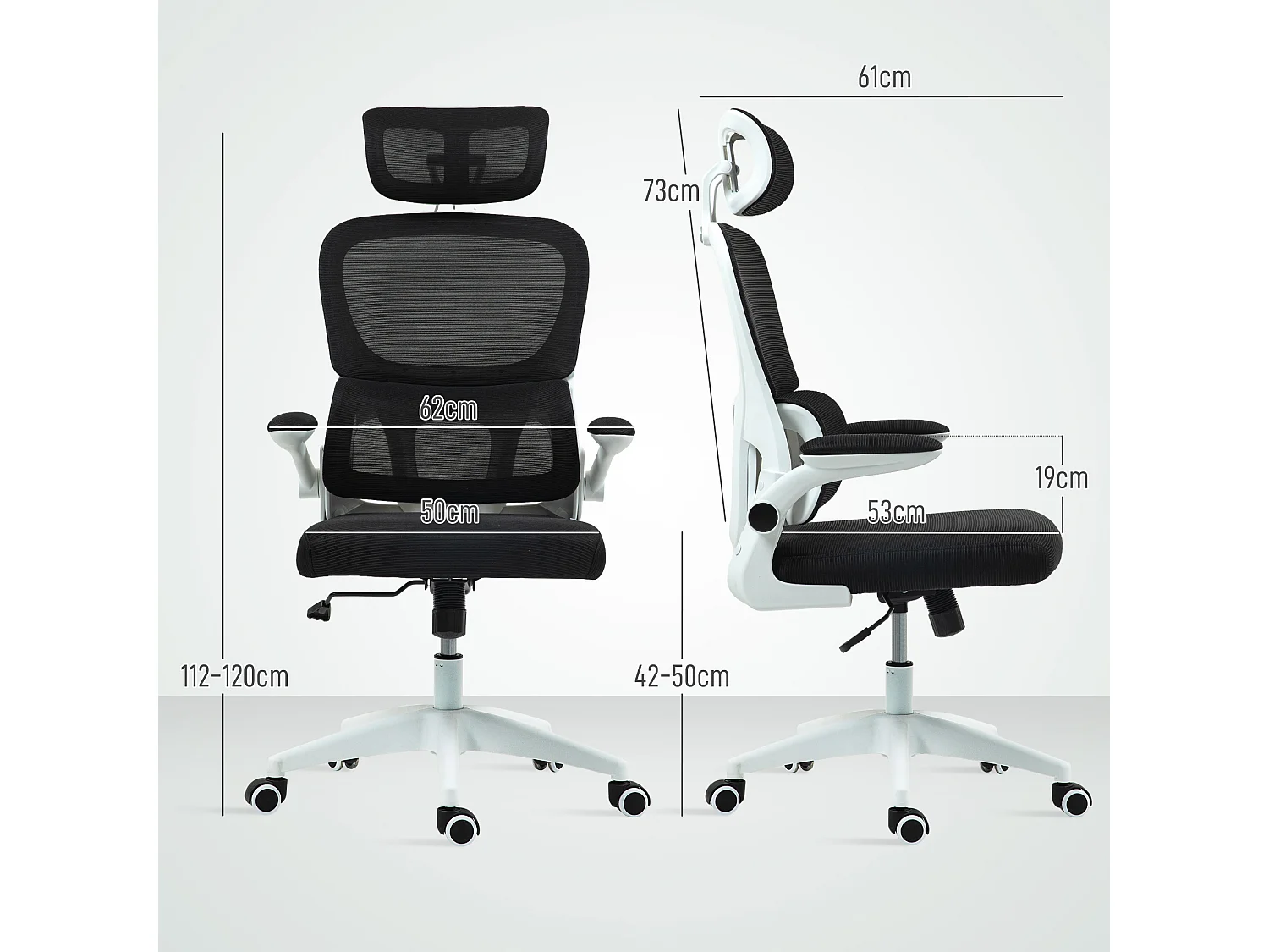 Sedia da ufficio ergonomica con poggiatesta e altezza regolabili nero