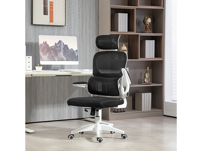 Sedia da ufficio ergonomica con poggiatesta e altezza regolabili nero