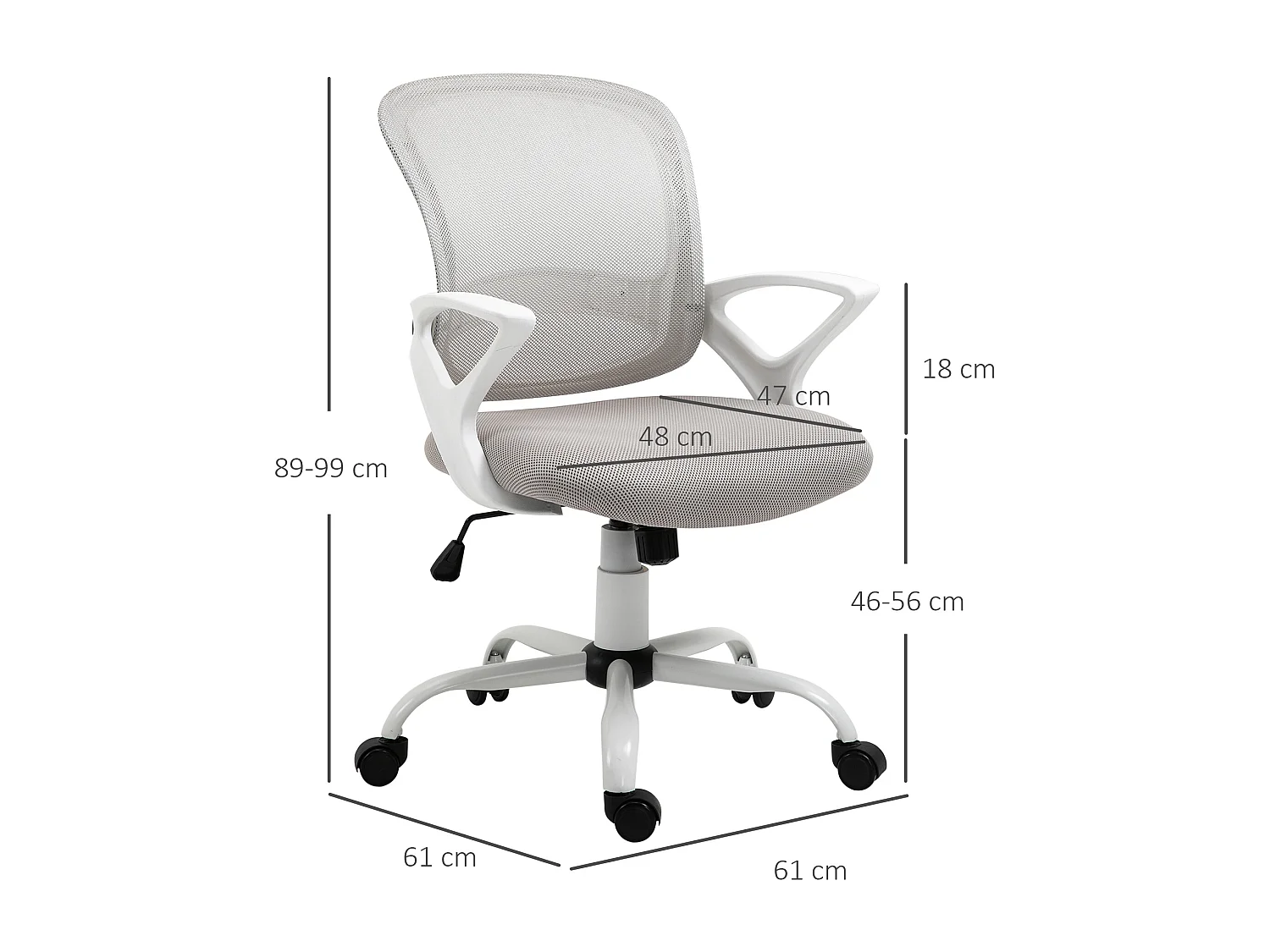 Sedia da ufficio girevole ergonomica in tessuto a rete grigio