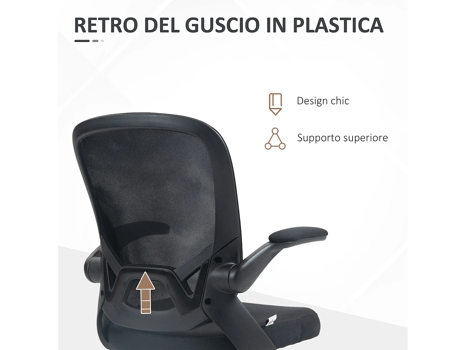 Sedia da ufficio ergonomica girevole e regolabile in tessuto nero