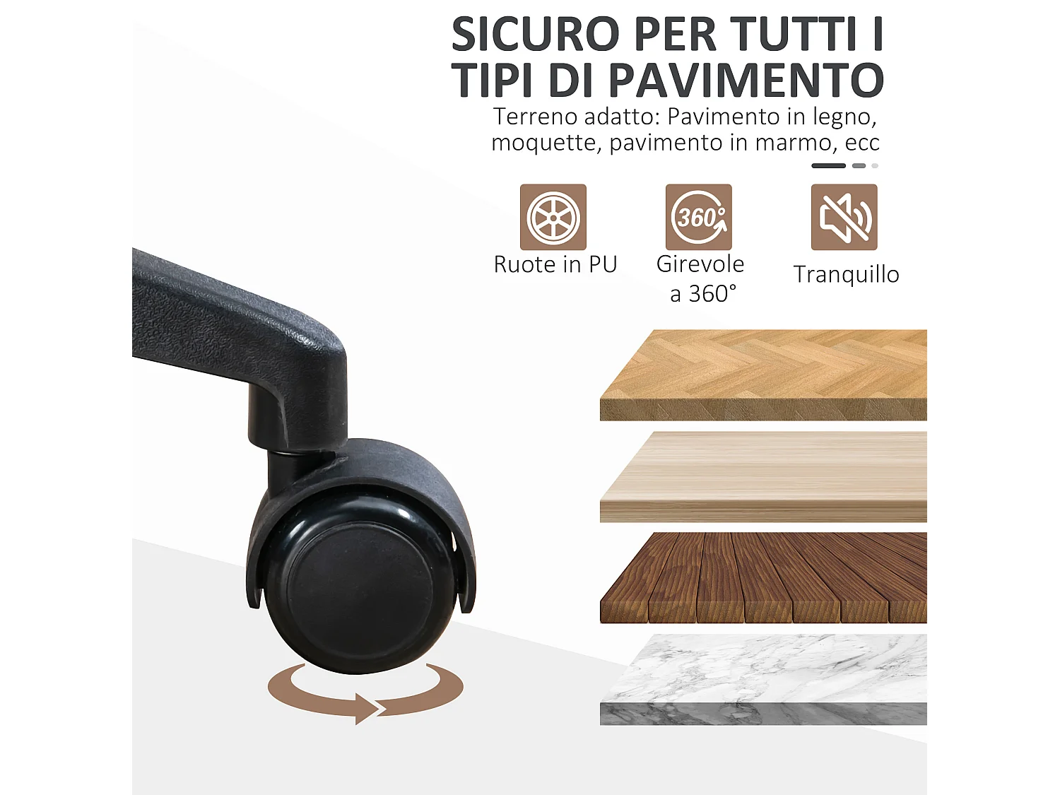 Sedia da ufficio ergonomica girevole e regolabile in tessuto nero