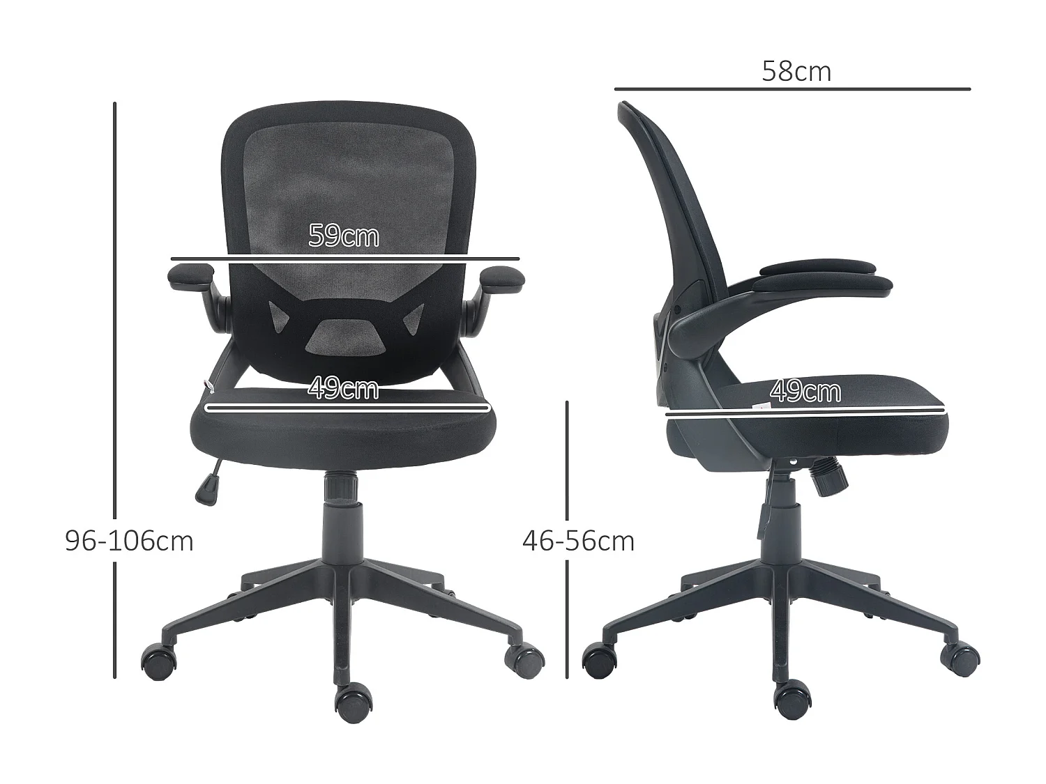 Sedia da ufficio ergonomica girevole e regolabile in tessuto nero