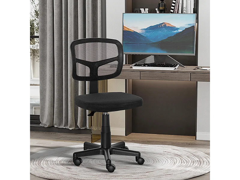 Sedia da ufficio ergonomica senza braccioli regolabile nero