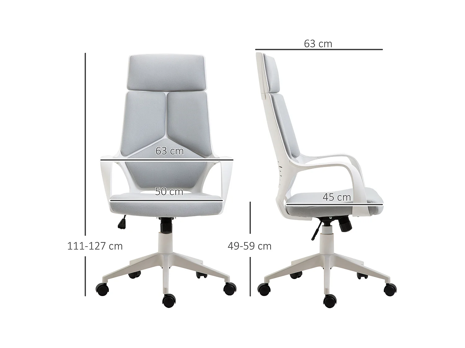 Sedia da ufficio con funzione dondolo in tessuto grigio