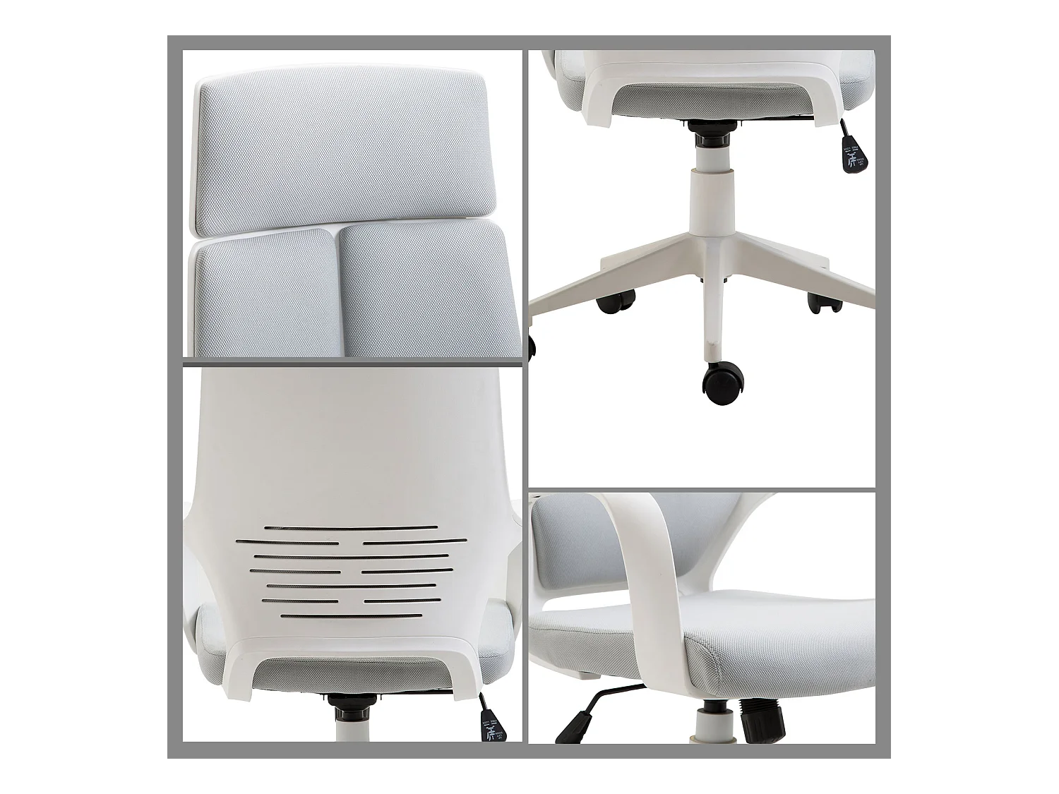 Sedia da ufficio con funzione dondolo in tessuto grigio