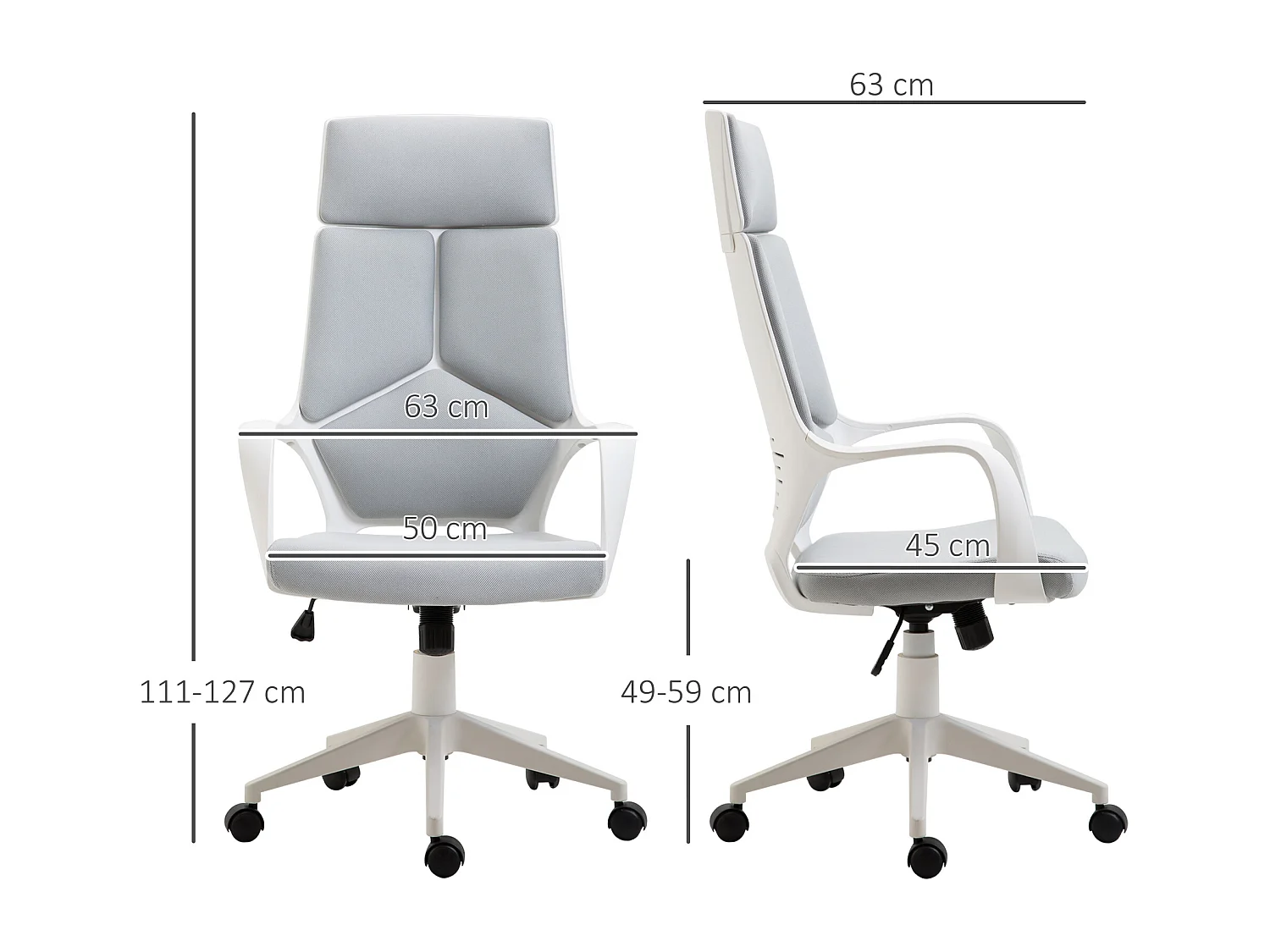 Sedia da ufficio con funzione dondolo in tessuto grigio