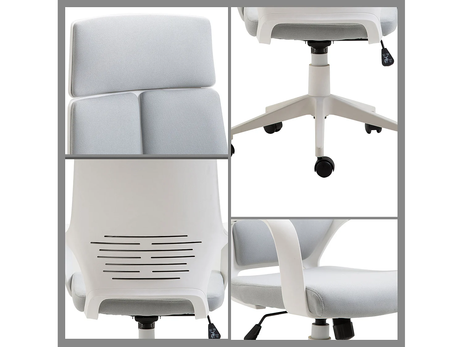 Sedia da ufficio con funzione dondolo in tessuto grigio