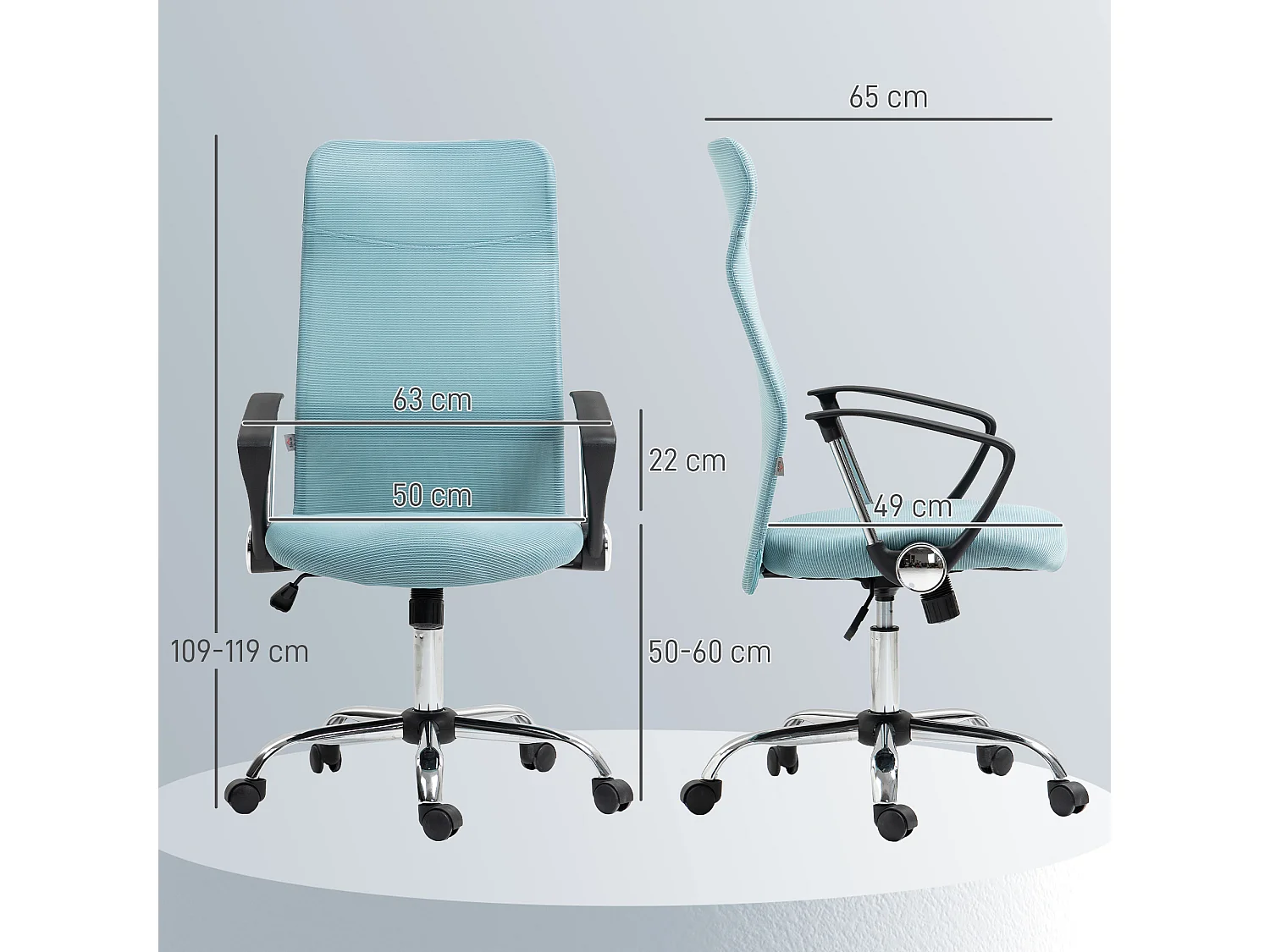Sedia da ufficio ergonomica regolabile in tessuto a rete verde chiaro