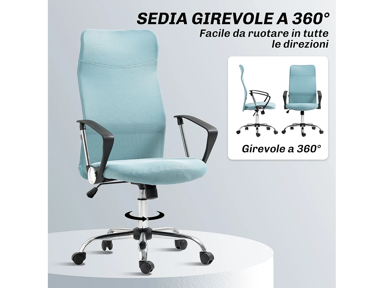 Sedia da ufficio ergonomica regolabile in tessuto a rete verde chiaro