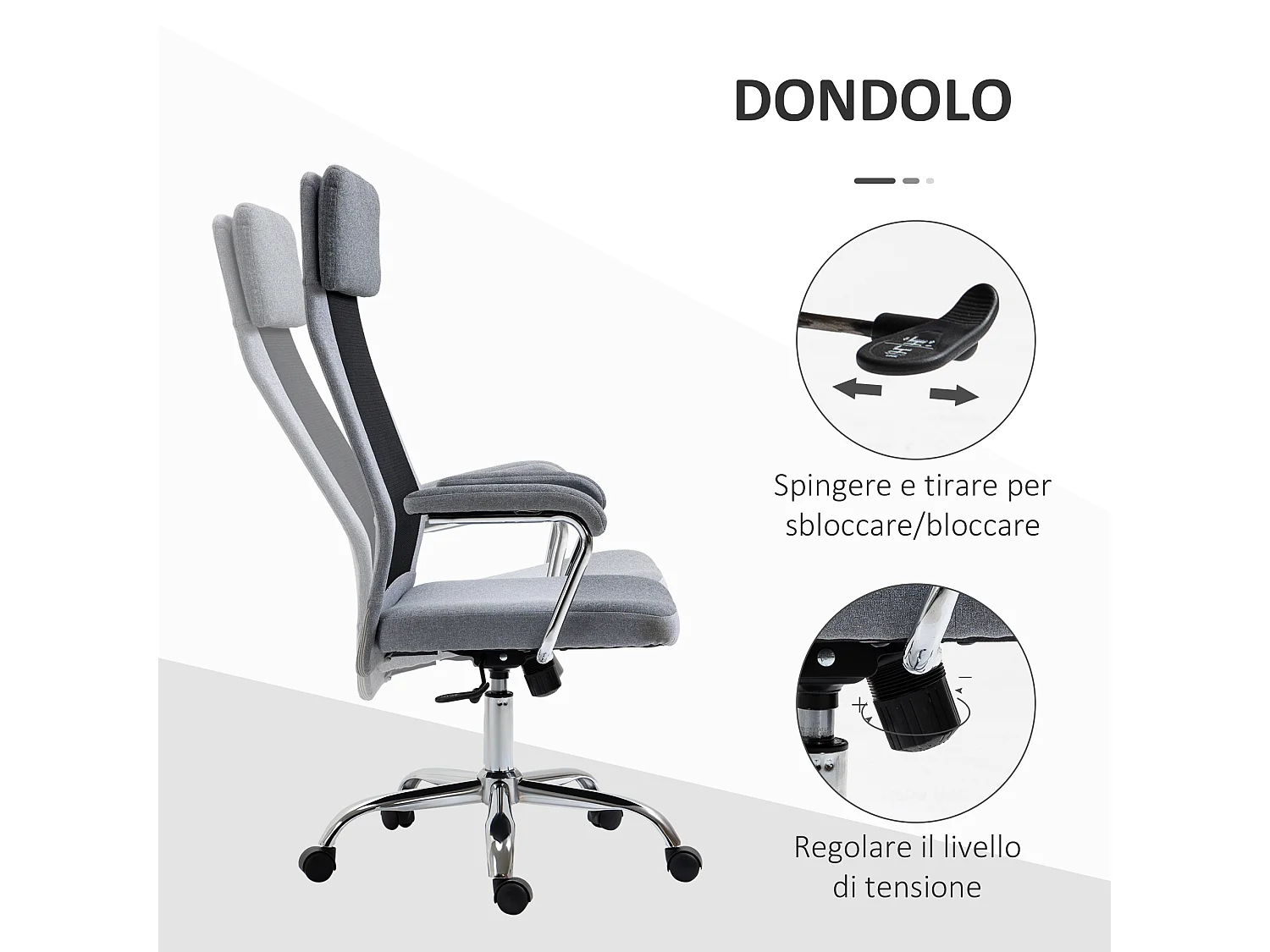 Sedia da ufficio ergonomica girevole con altezza regolabile