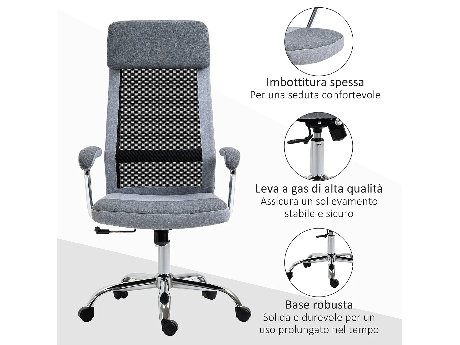 Sedia da ufficio ergonomica girevole con altezza regolabile