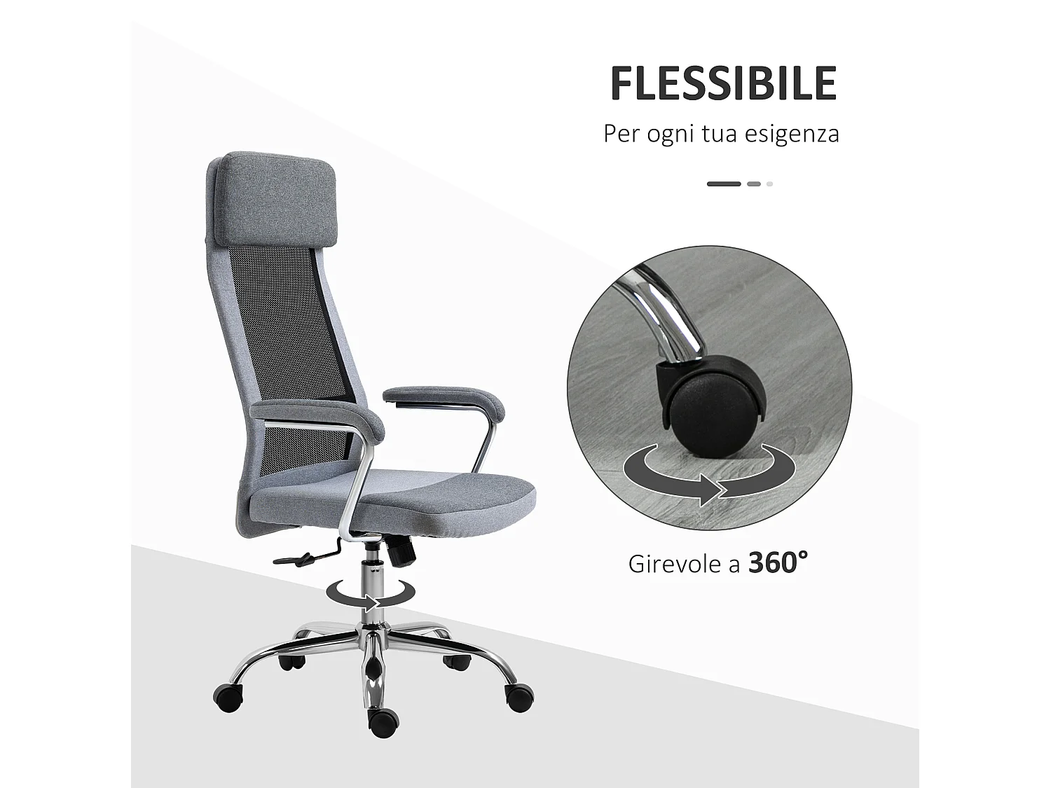 Sedia da ufficio ergonomica girevole con altezza regolabile