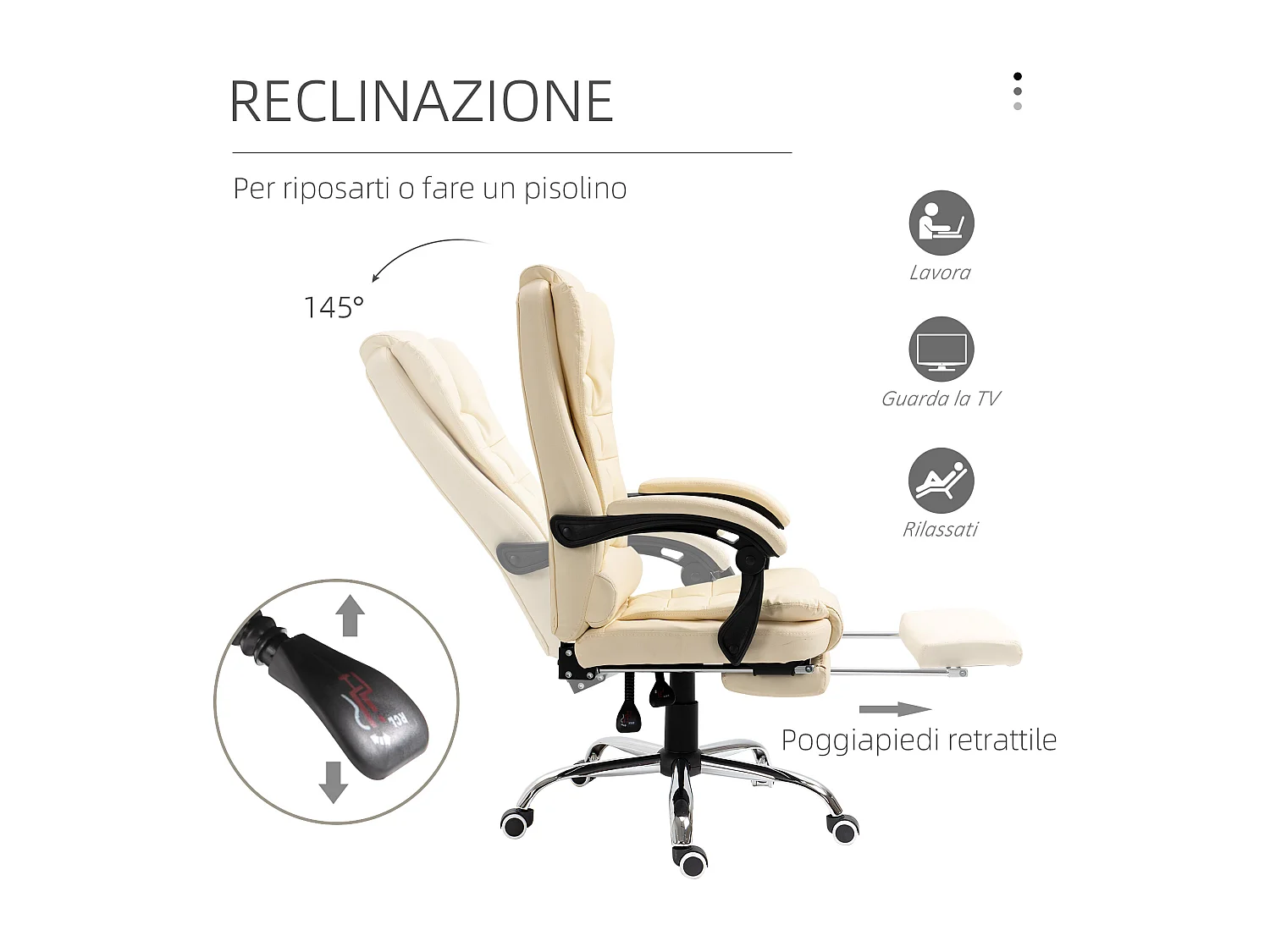 Sedia da ufficio ergonomica e reclinabile con poggiapiedi