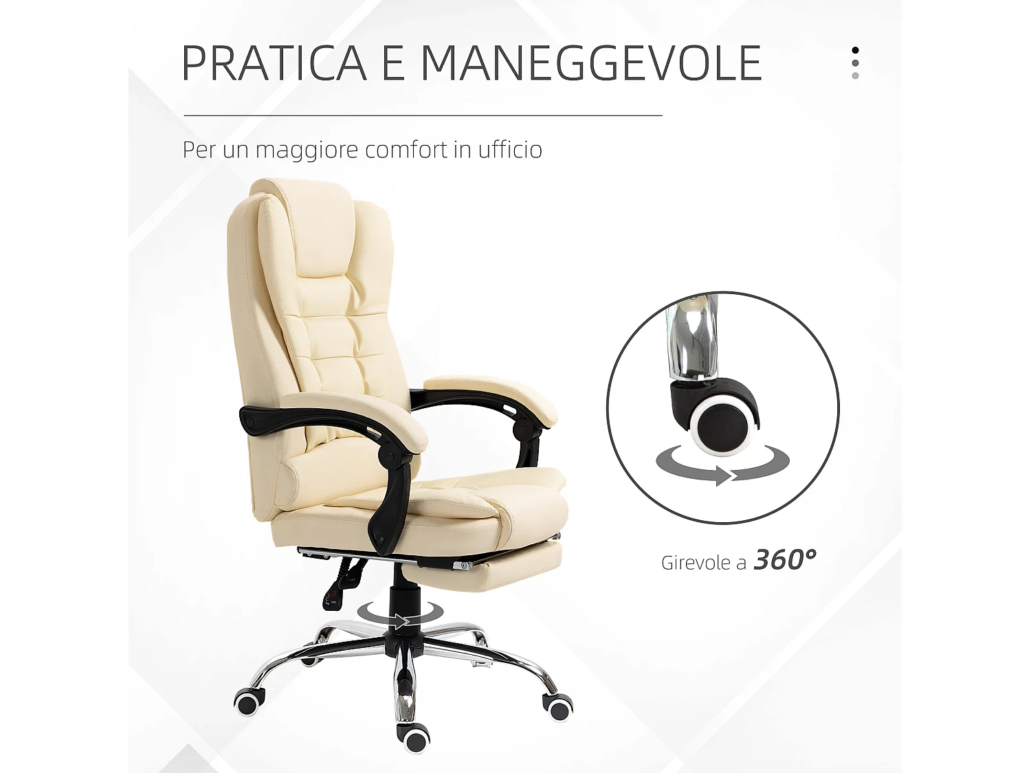 Sedia da ufficio ergonomica e reclinabile con poggiapiedi
