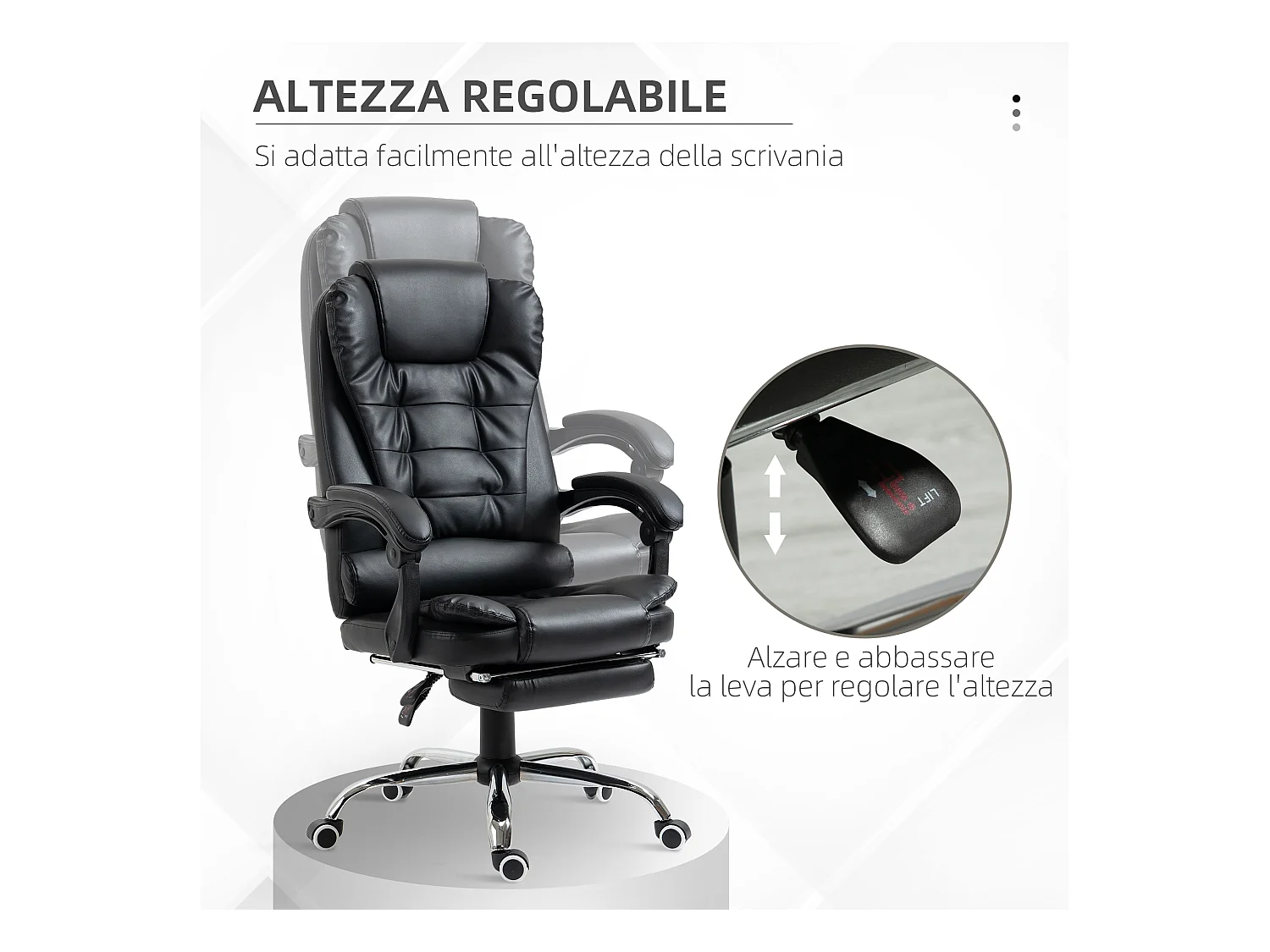 Sedia ergonomica girevole per ufficio e studio in similpelle