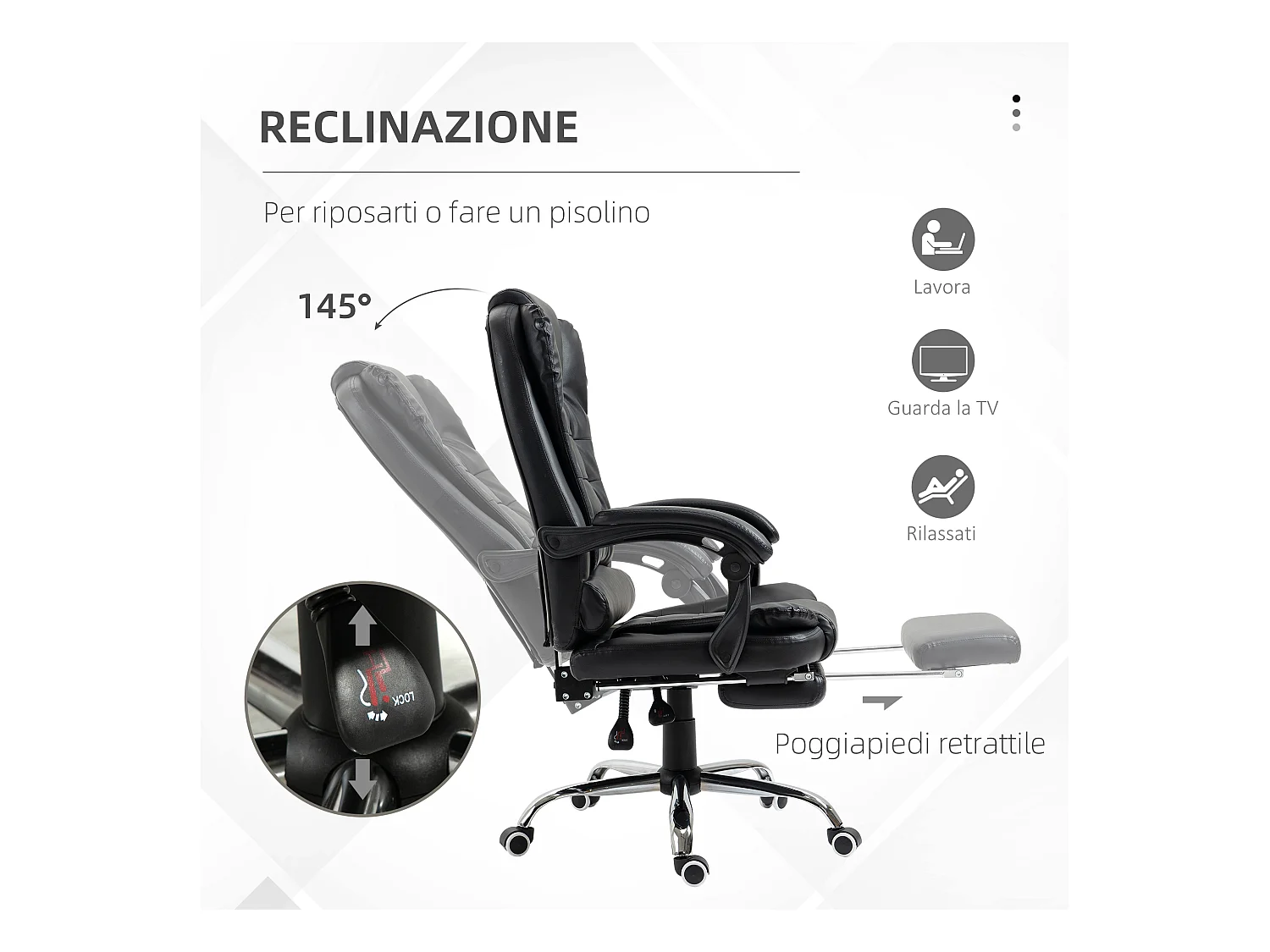 Sedia ergonomica girevole per ufficio e studio in similpelle