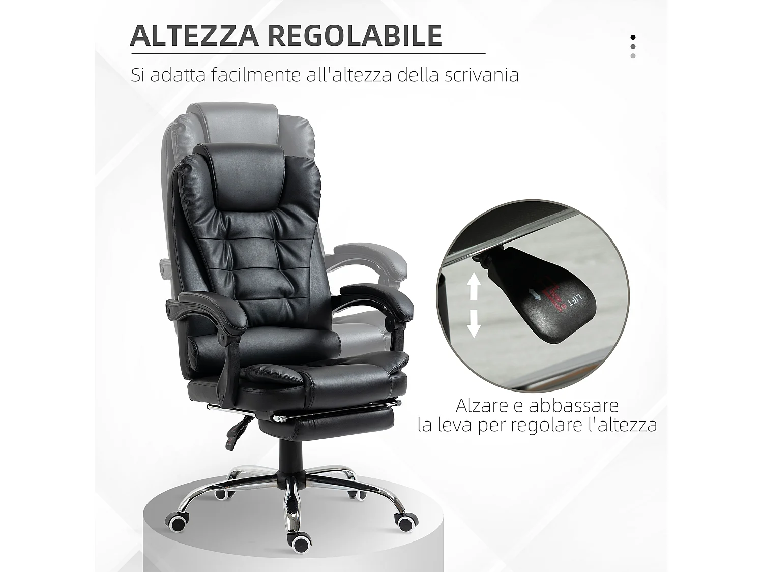 Sedia ergonomica girevole per ufficio e studio in similpelle