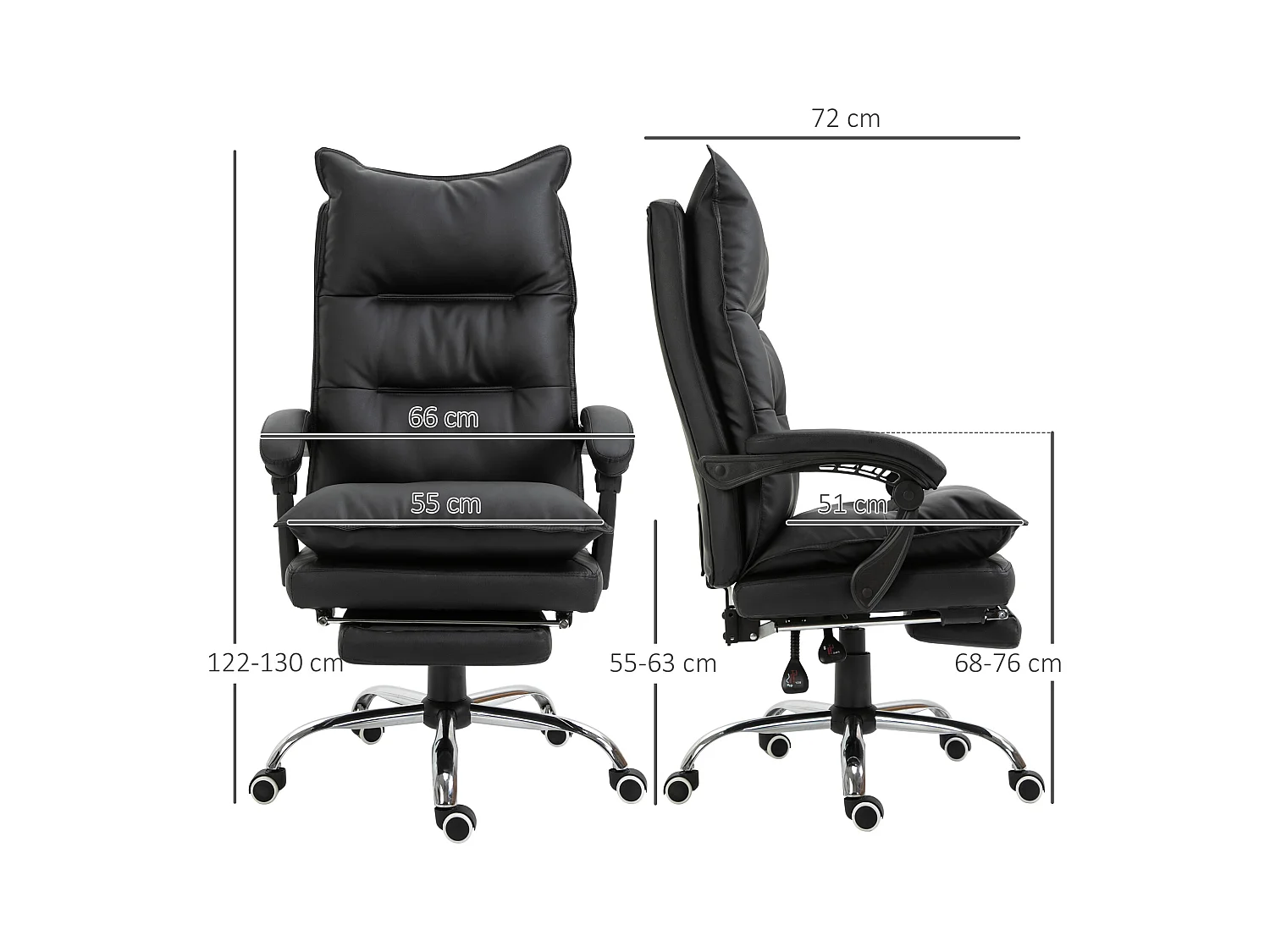 Poltrona da ufficio in similpelle nera altezza regolabile