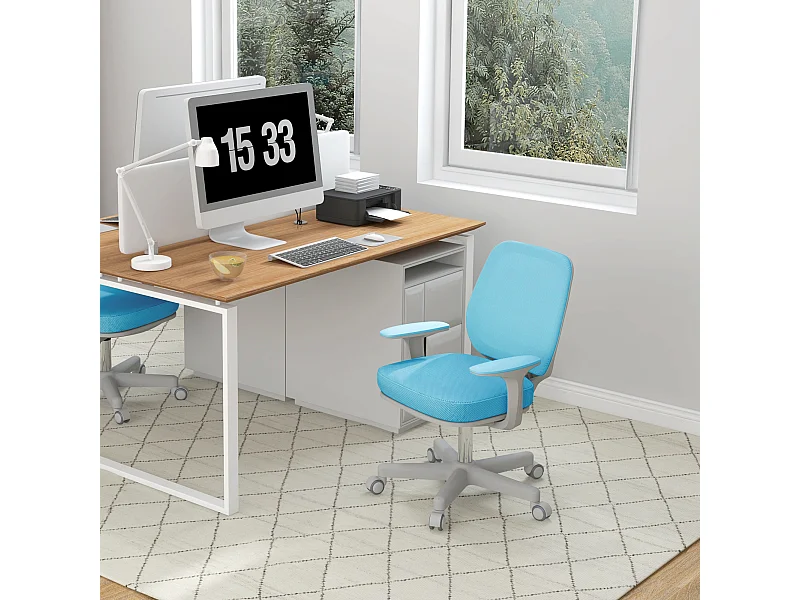 Sedia da ufficio ergonomica ad altezza regolabile azzurra