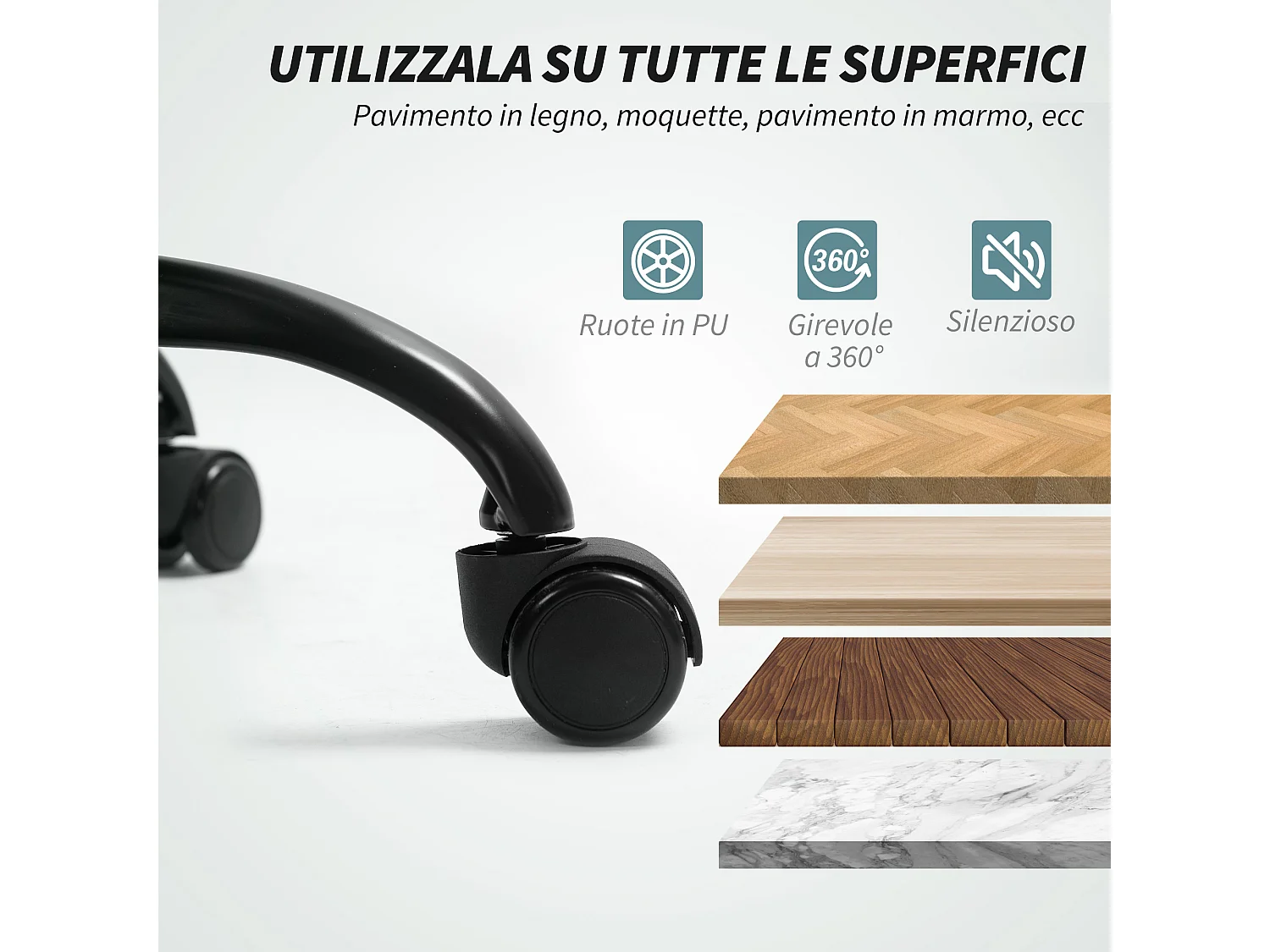 Sedia da ufficio con altezza regolabile e dondolo grigio