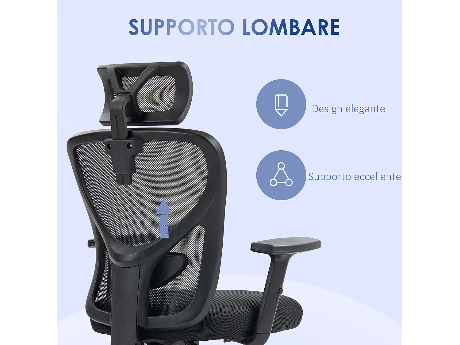 Sedia da ufficio ergonomica con altezza regolabile e supporto lombare