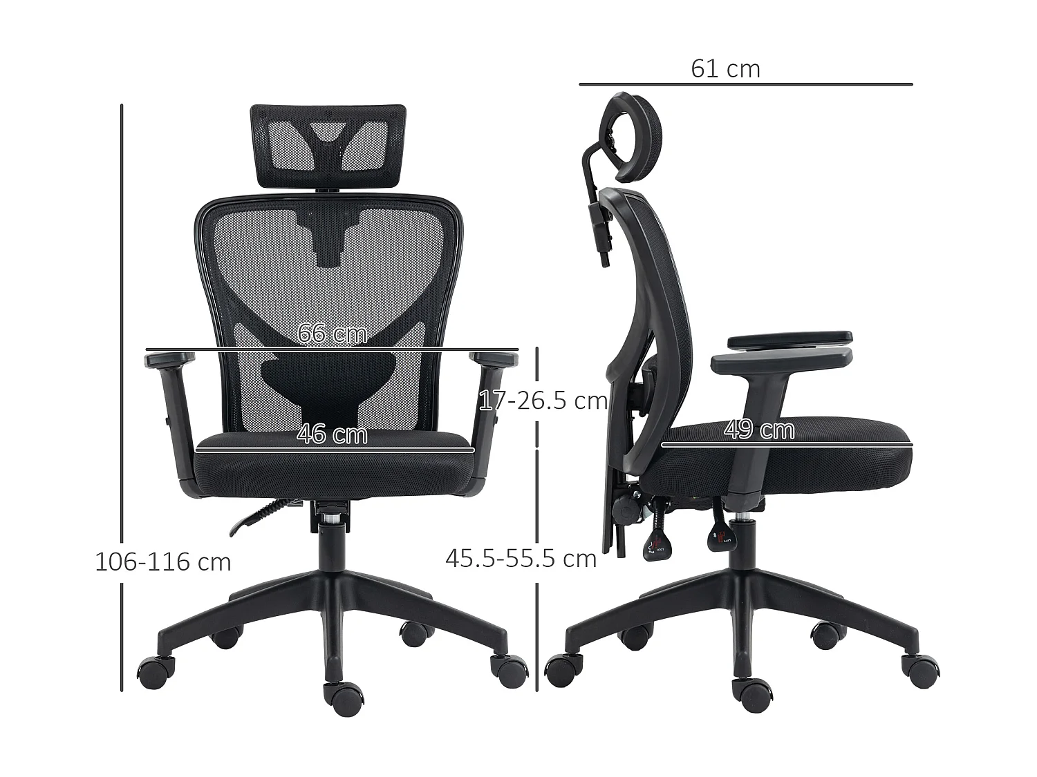 Sedia da ufficio ergonomica con altezza regolabile e supporto lombare