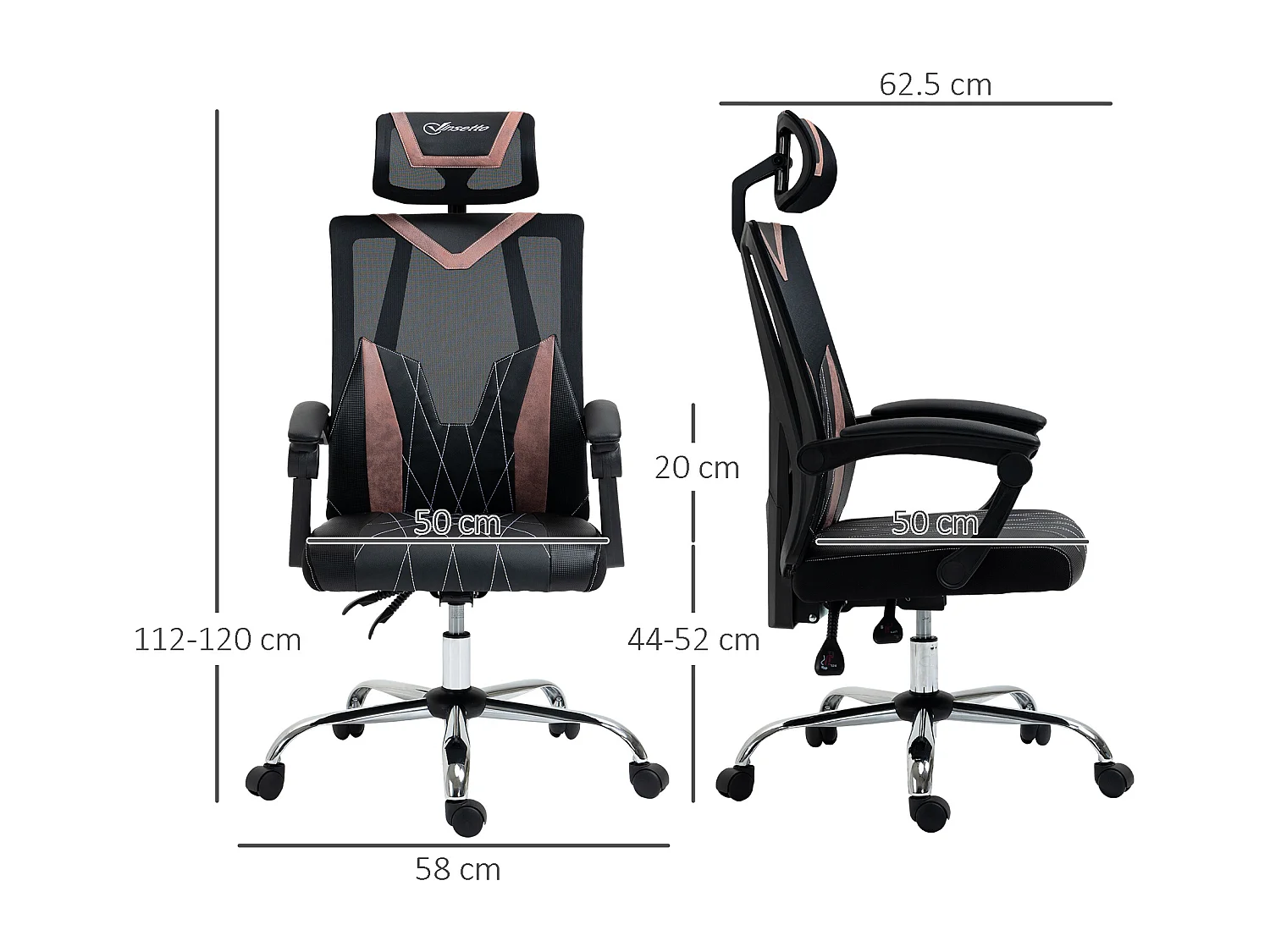 Sedia da ufficio inclinabile con supporto cervicale e lombare