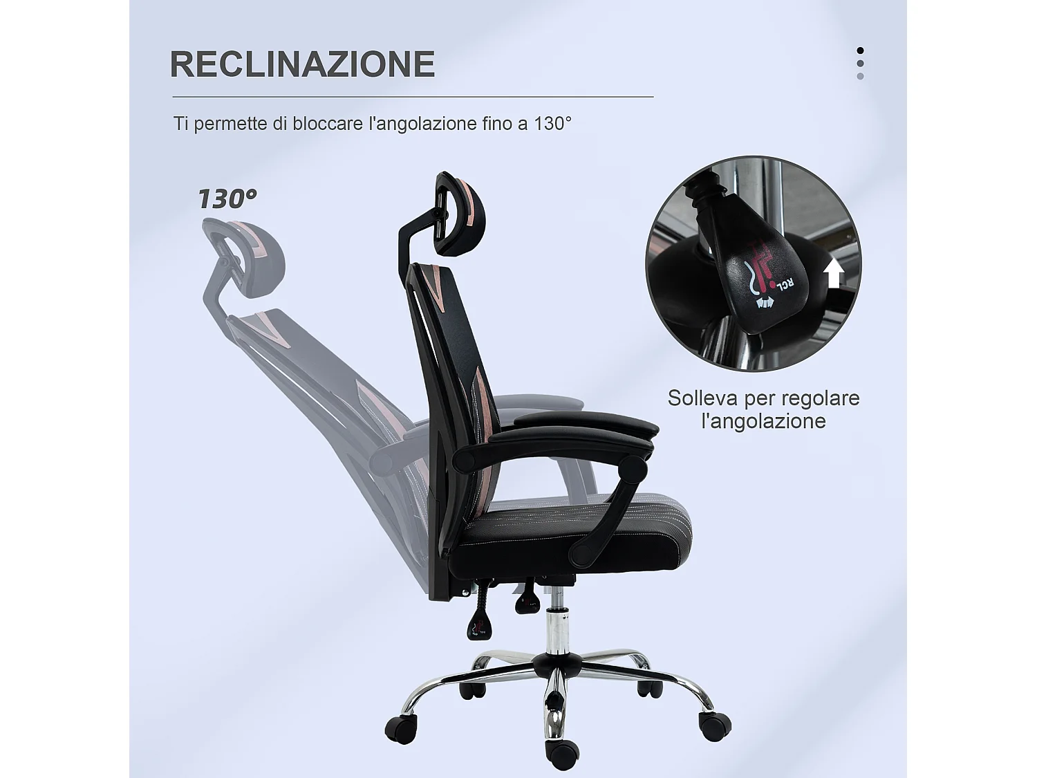 Sedia da ufficio inclinabile con supporto cervicale e lombare