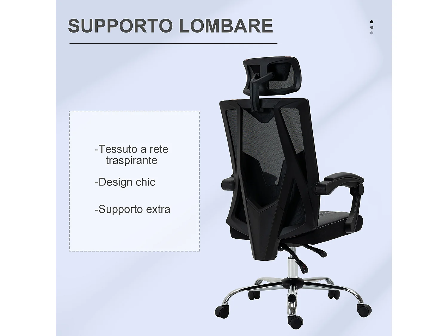 Sedia da ufficio inclinabile con supporto cervicale e lombare