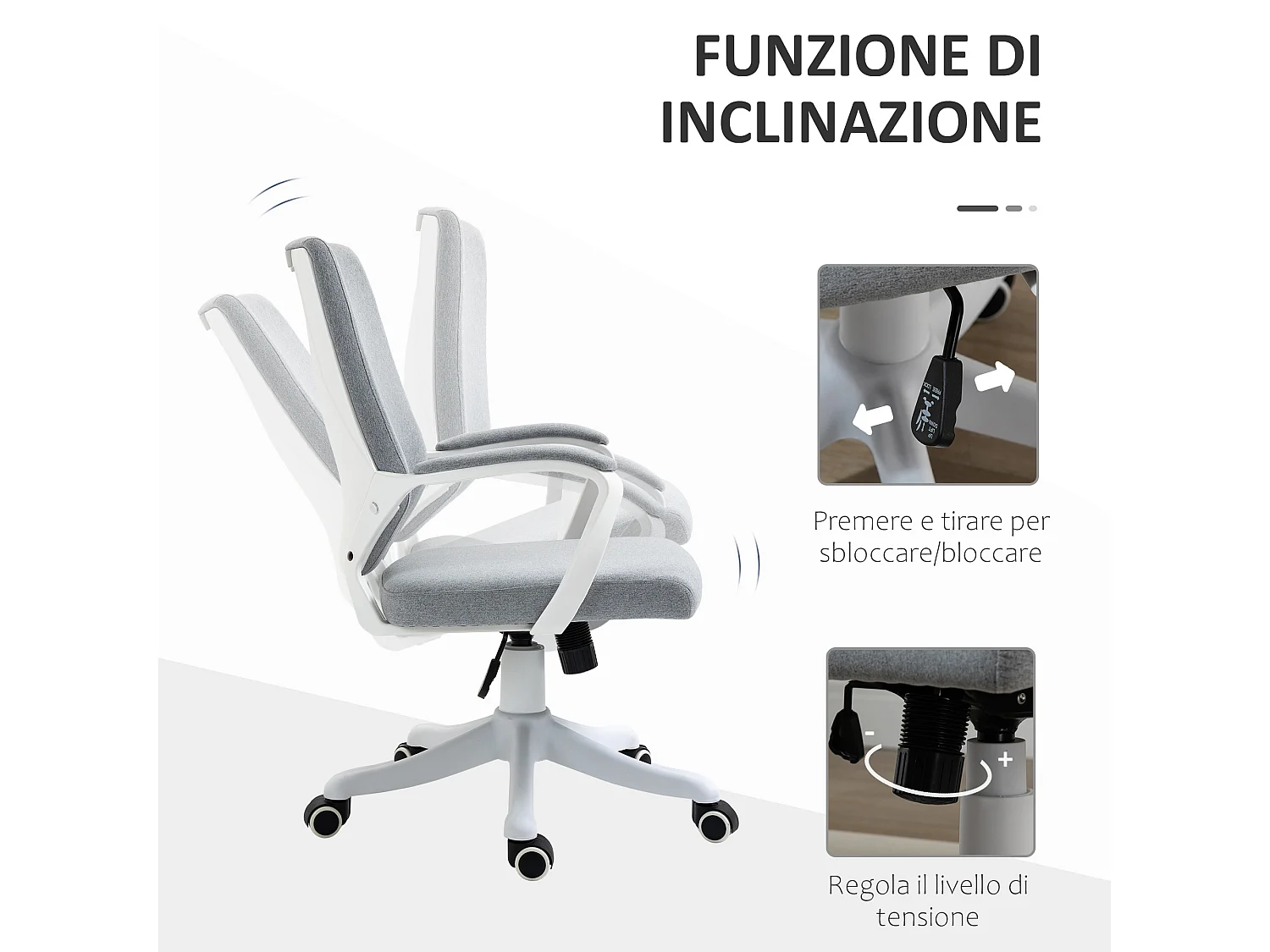 Poltrona da ufficio ergonomica altezza regolabile e girevole
