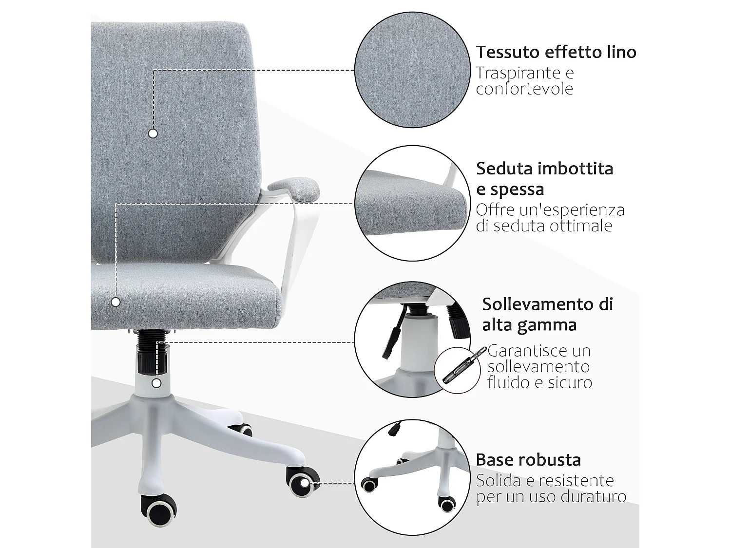 Poltrona da ufficio ergonomica altezza regolabile e girevole