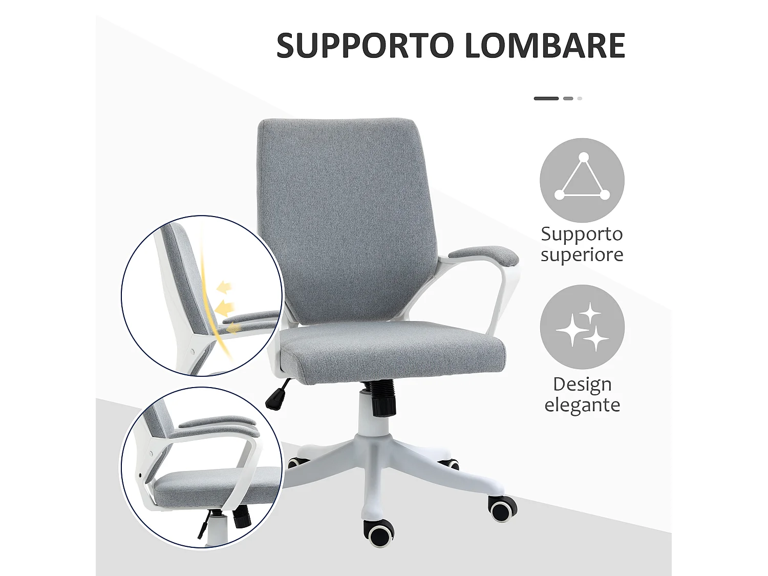 Poltrona da ufficio ergonomica altezza regolabile e girevole