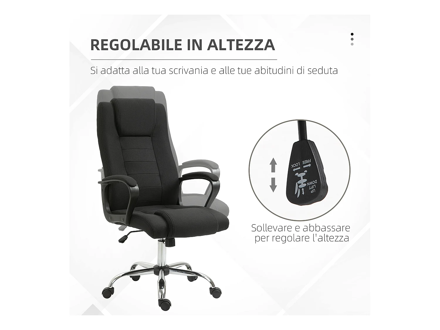 Sedia da ufficio ergonomica con altezza regolabile nero