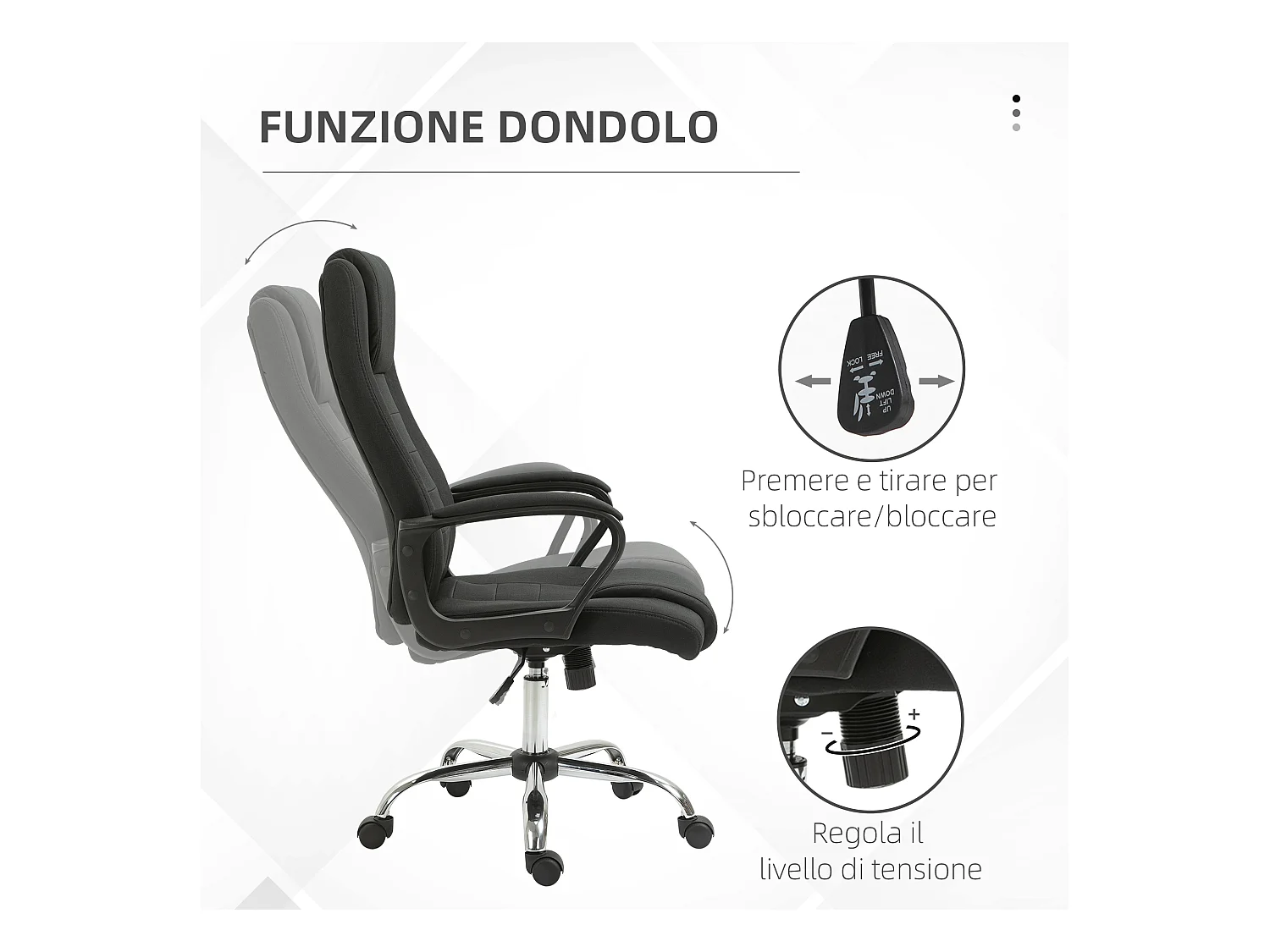 Sedia da ufficio ergonomica con altezza regolabile nero