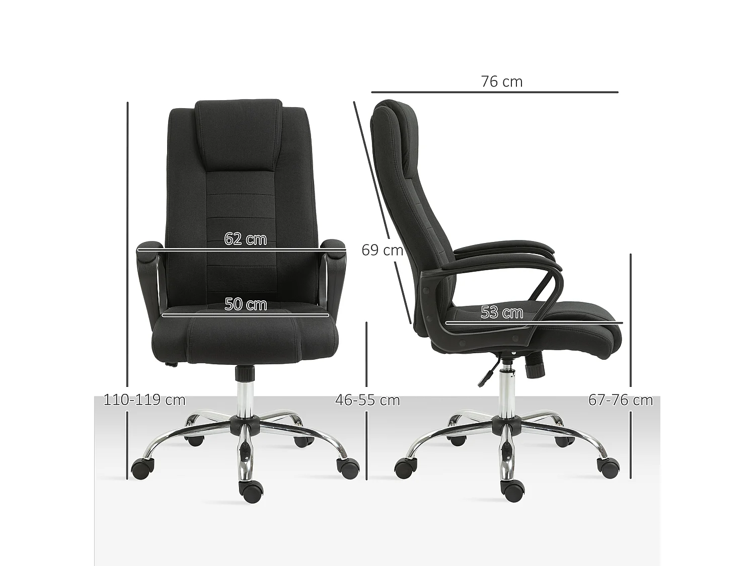 Sedia da ufficio ergonomica con altezza regolabile nero