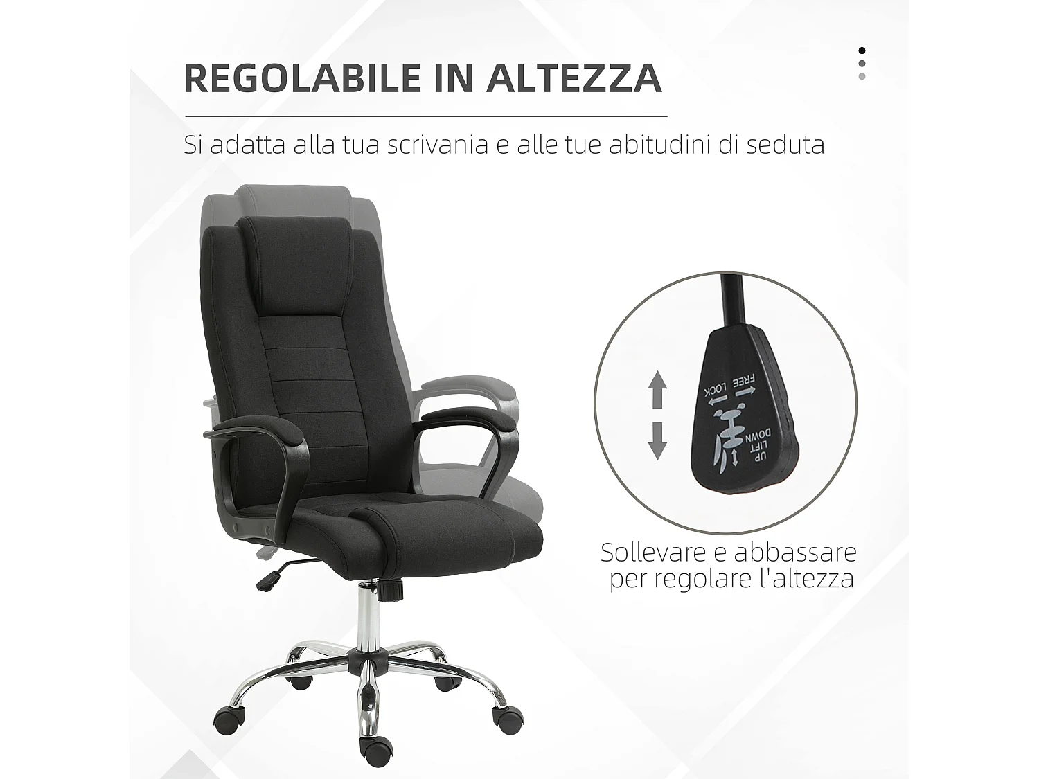 Sedia da ufficio ergonomica con altezza regolabile nero
