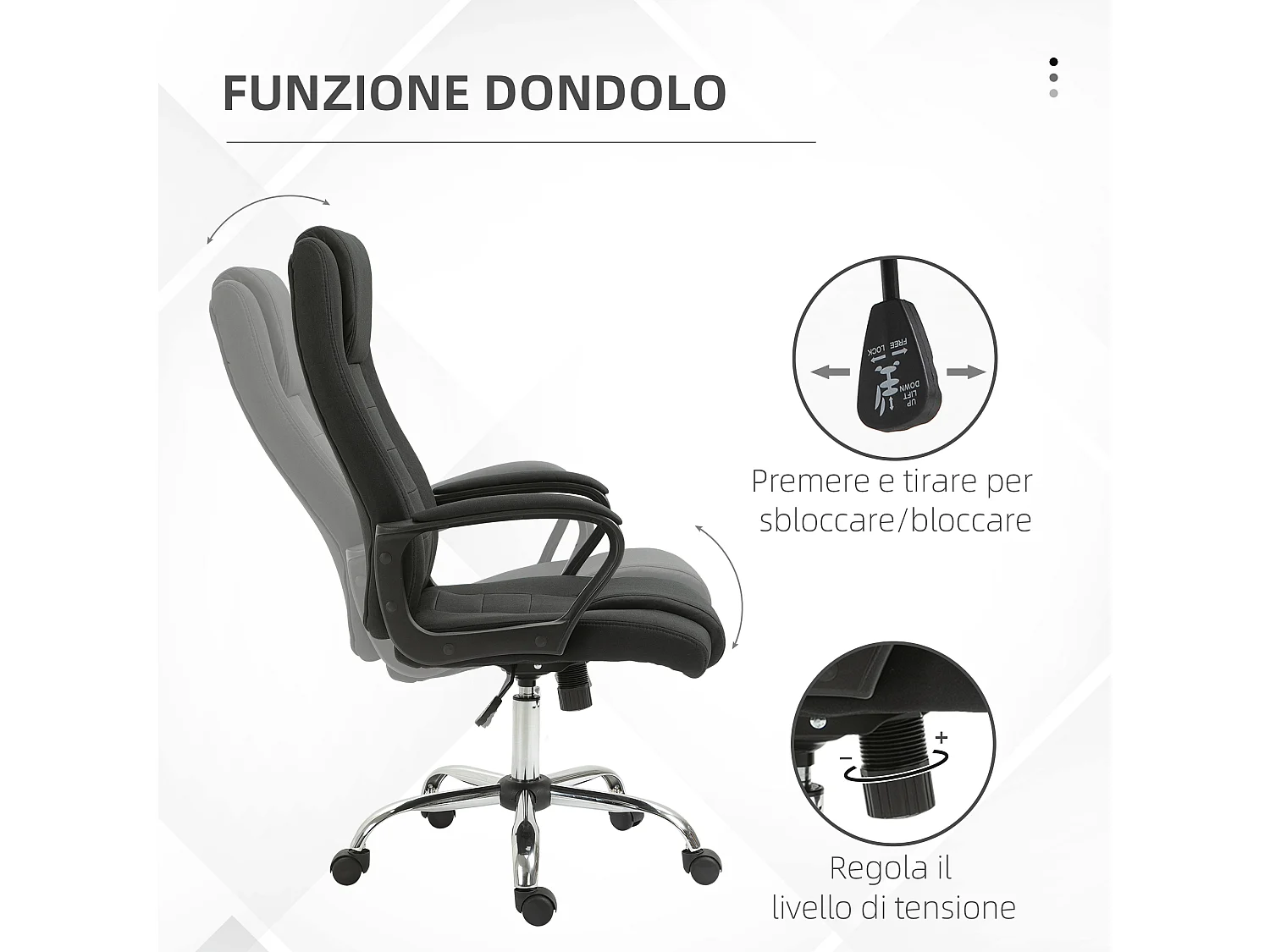 Sedia da ufficio ergonomica con altezza regolabile nero