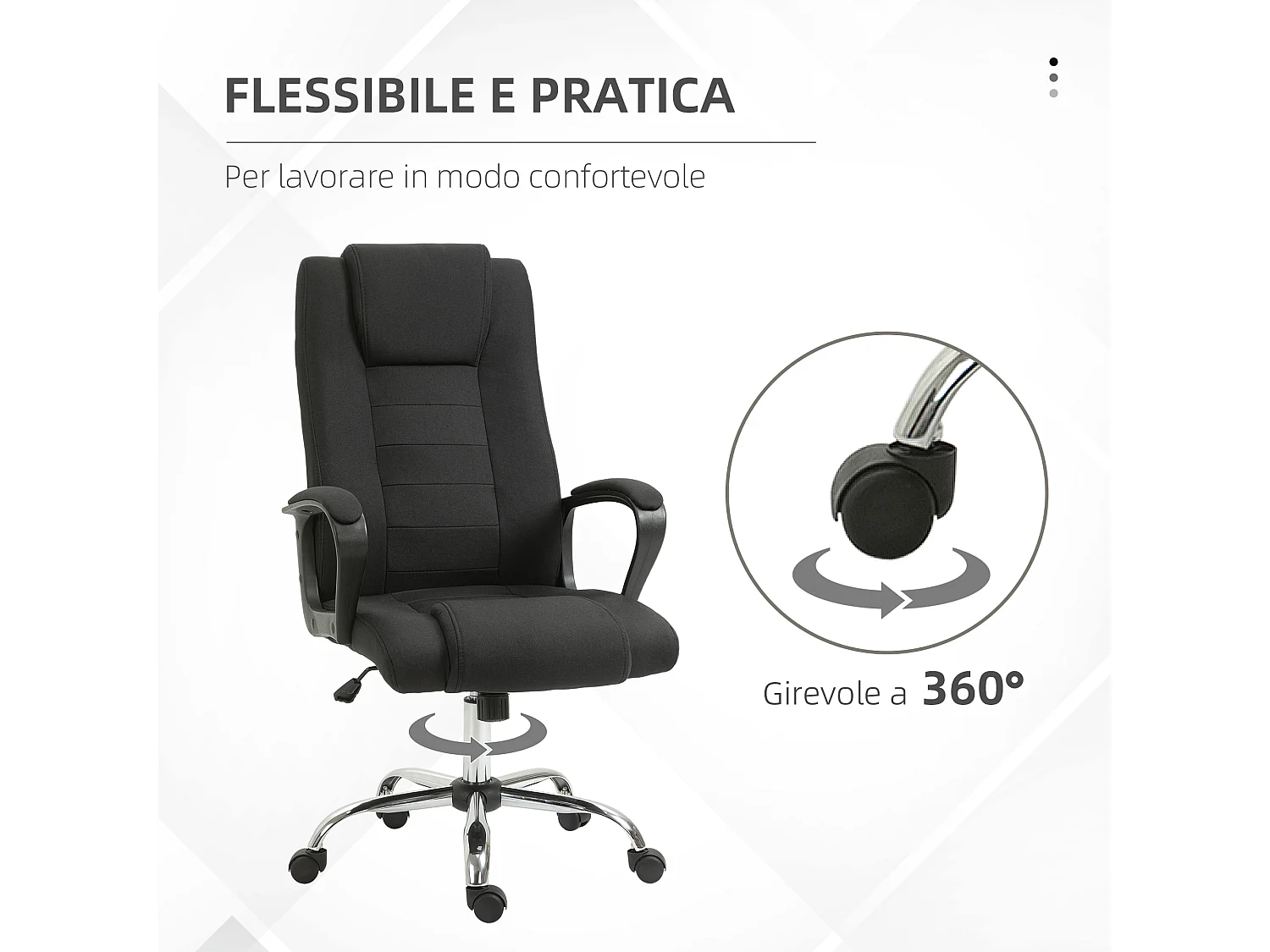Sedia da ufficio ergonomica con altezza regolabile nero