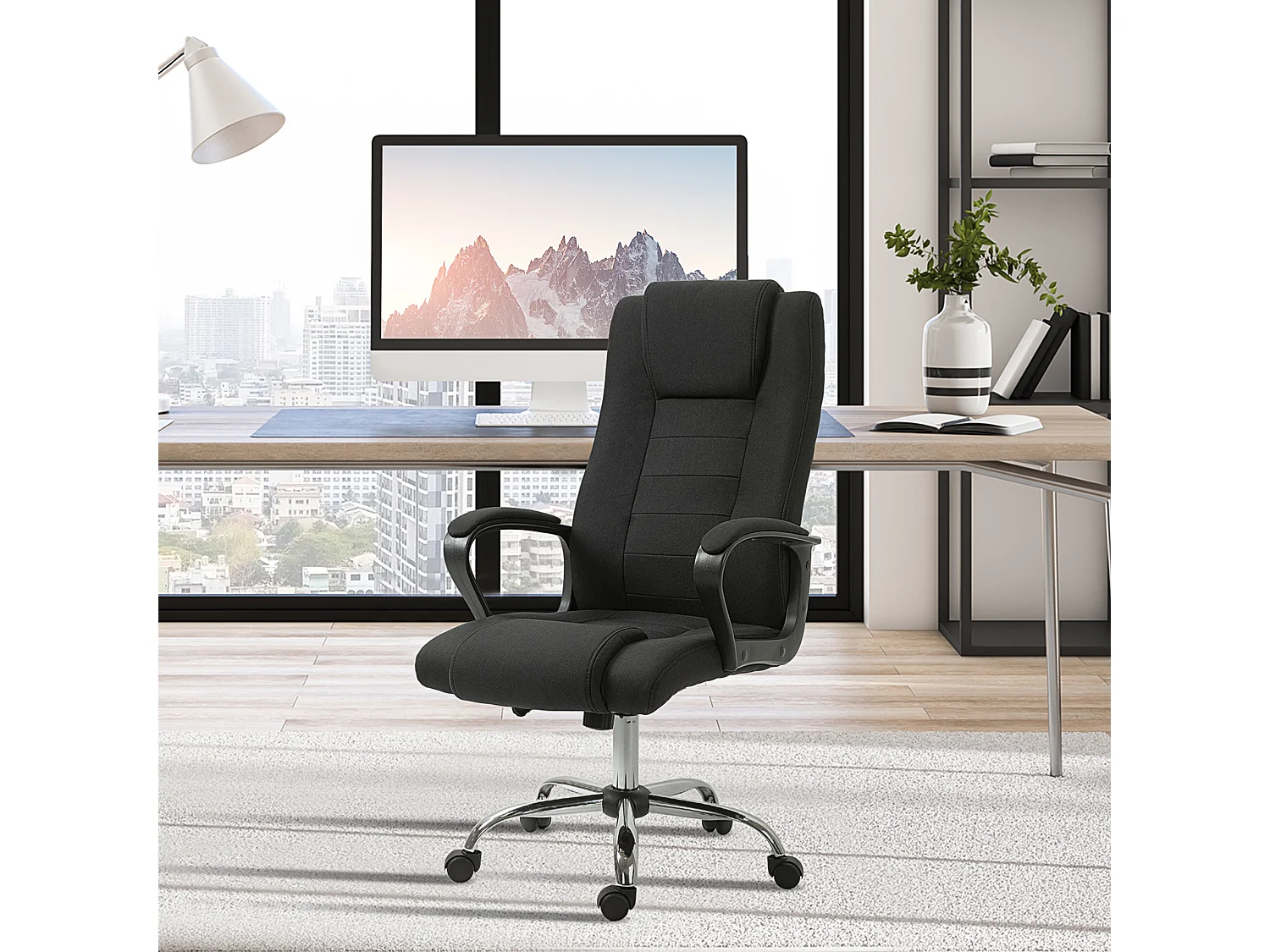 Sedia da ufficio ergonomica con altezza regolabile nero